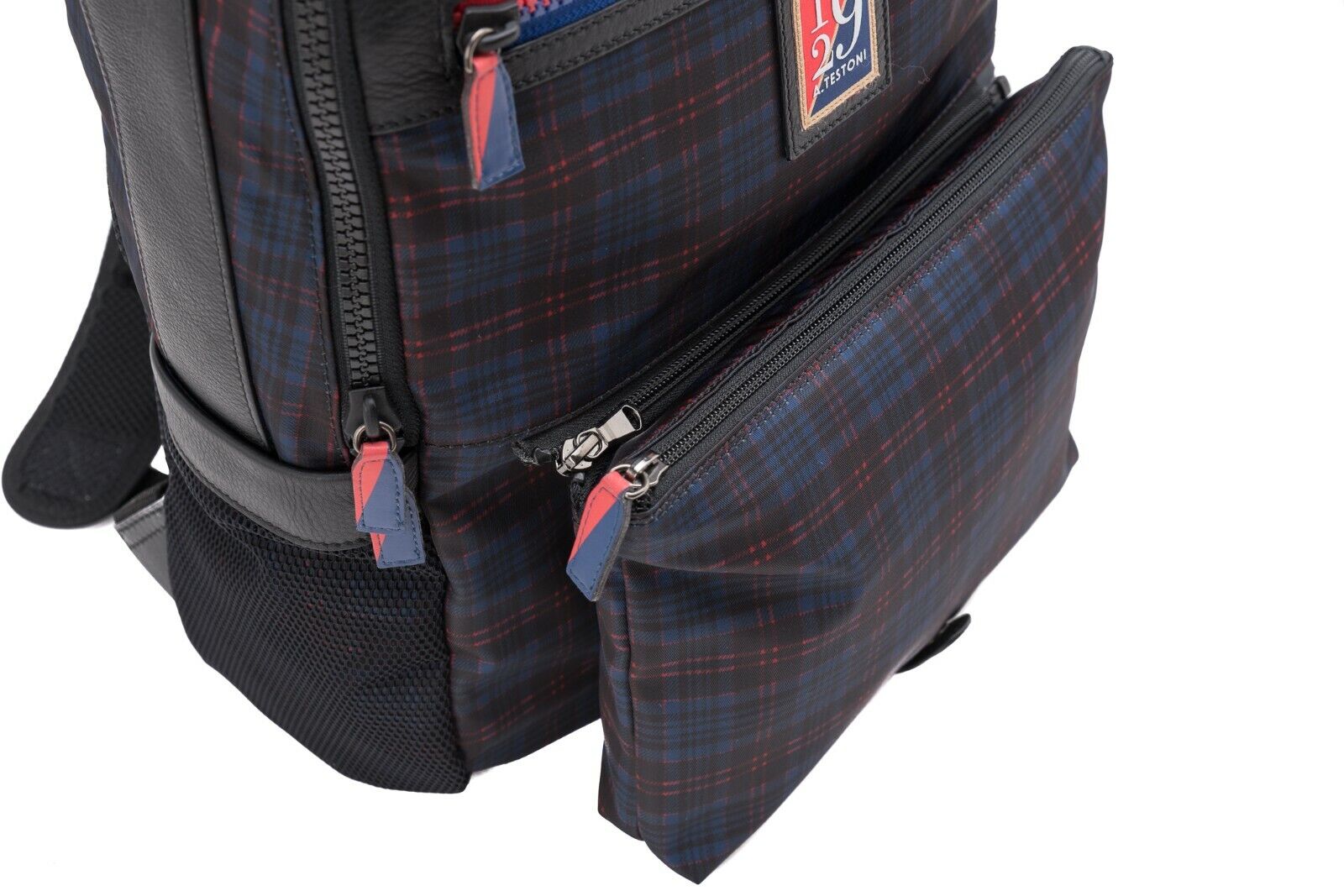 $445 Testoni I29 Bologna Backpack Calf + Techno Scottish + Detachable Pochette