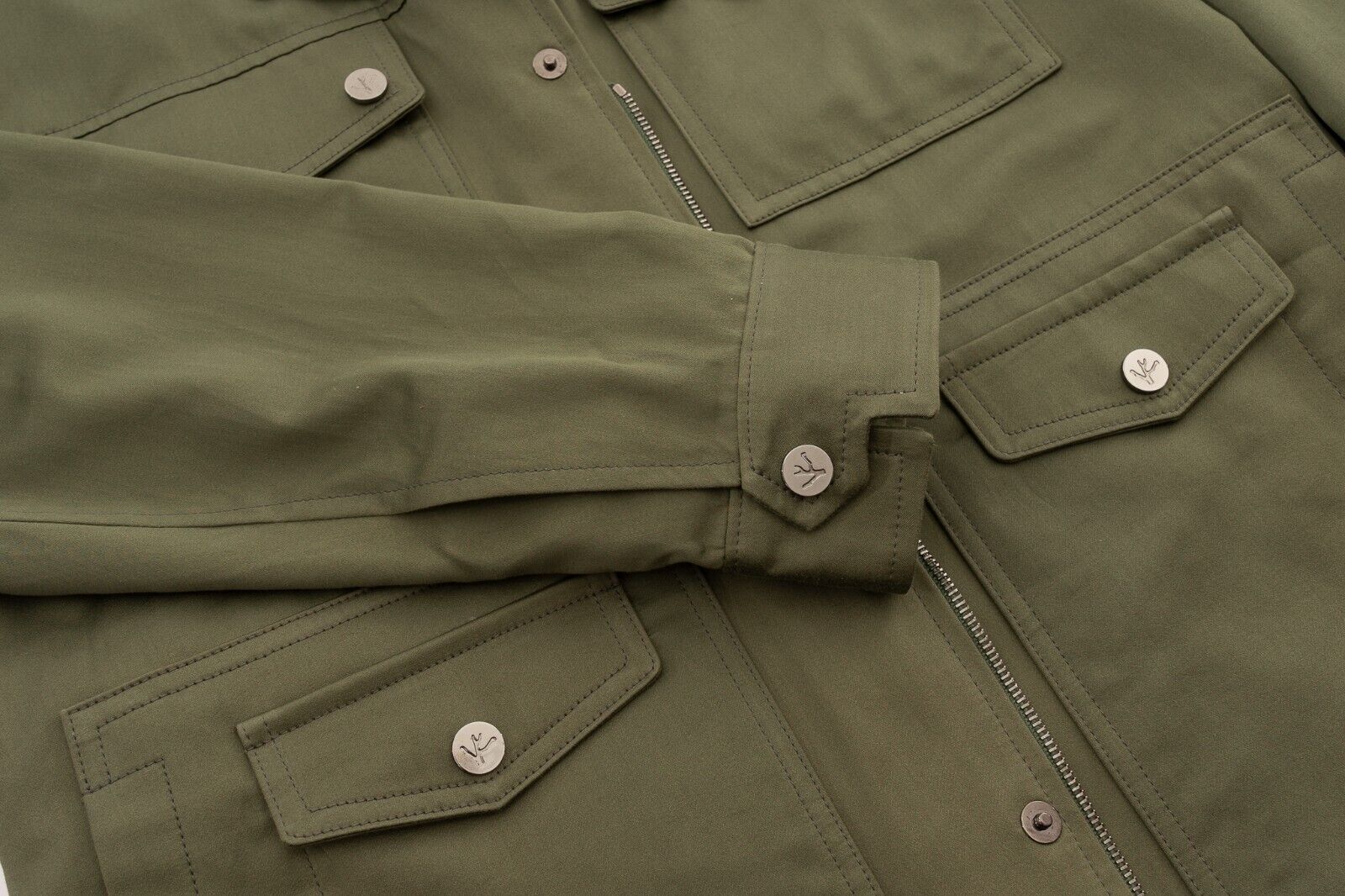 $3200 ISAIA Green Belted Safari Zip Jacket Lux Cotton 38 US / 48 EU Slim Fit