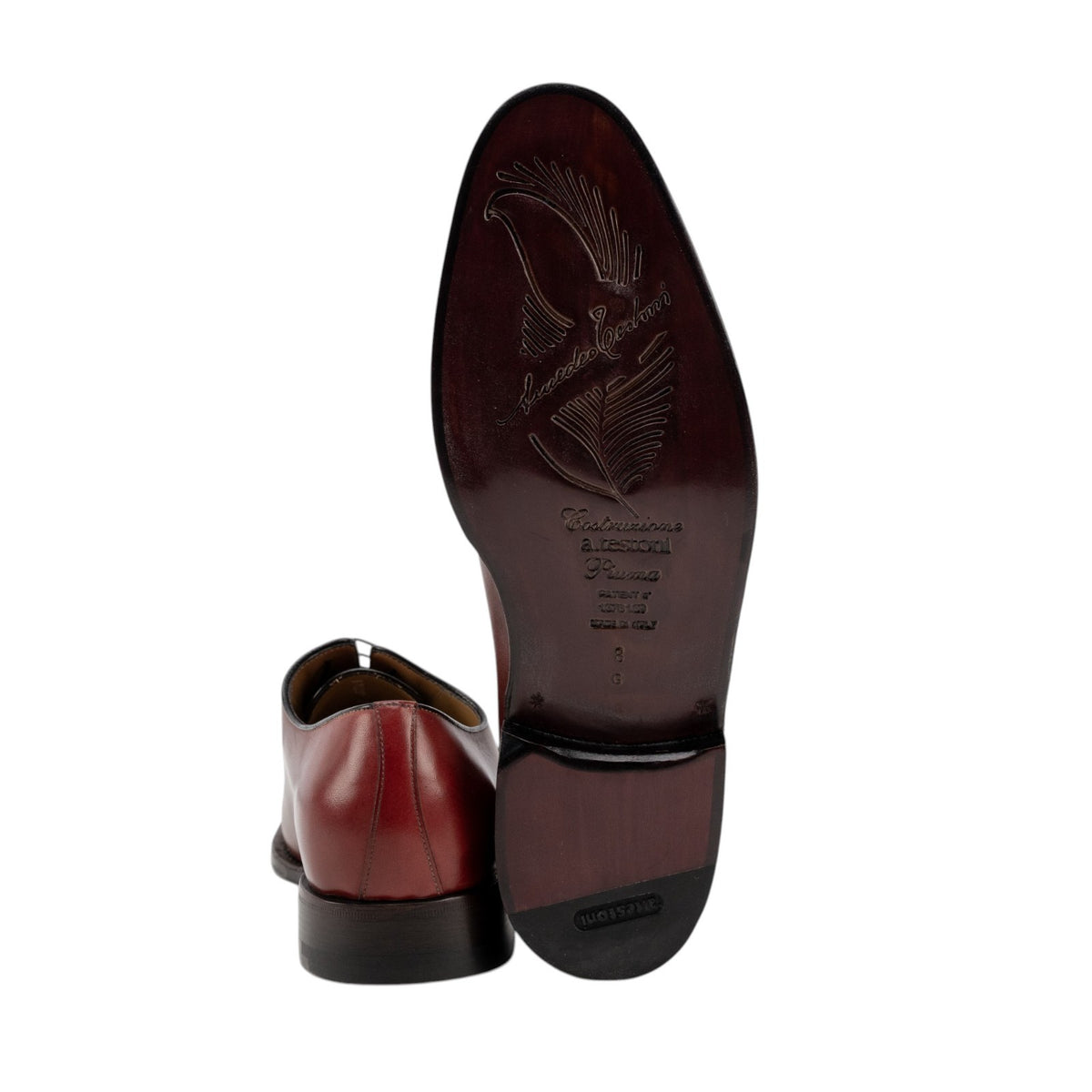 1450$ TESTONI "PIUMA" Construction Oxford Shoes Calf Wine 8 UK 9 US 42 IT