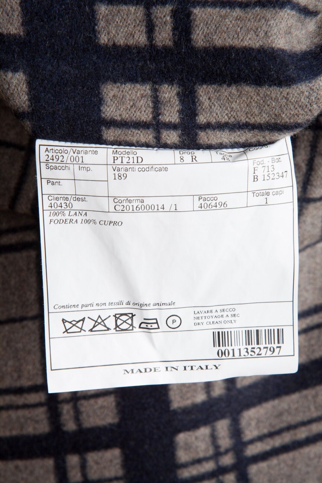 $2650 BELVEST Check Gray Blue Wool Coat 38 US / 48 EU Drop 8R  F/W 2018