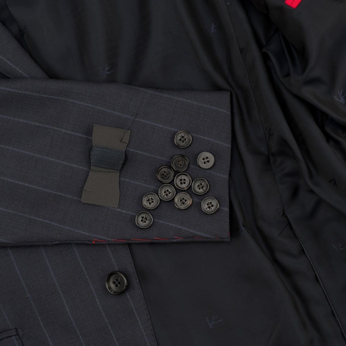 $6850 ISAIA NAPOLI "Gregorio" Dark Blue Suit Hand-Sewn Fine Wool Pinstripe