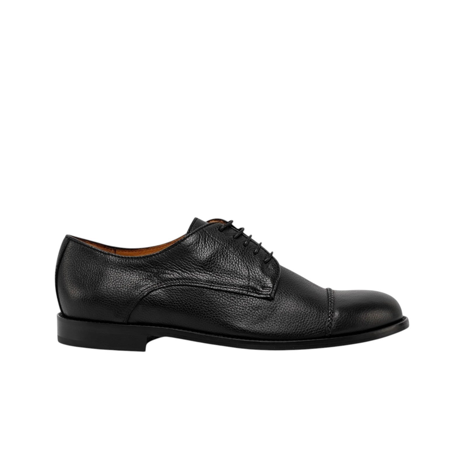 1200$ TESTONI "Numana" Black Derby Shoes Soft Grain Calf 8 UK / 9 US / 42 IT