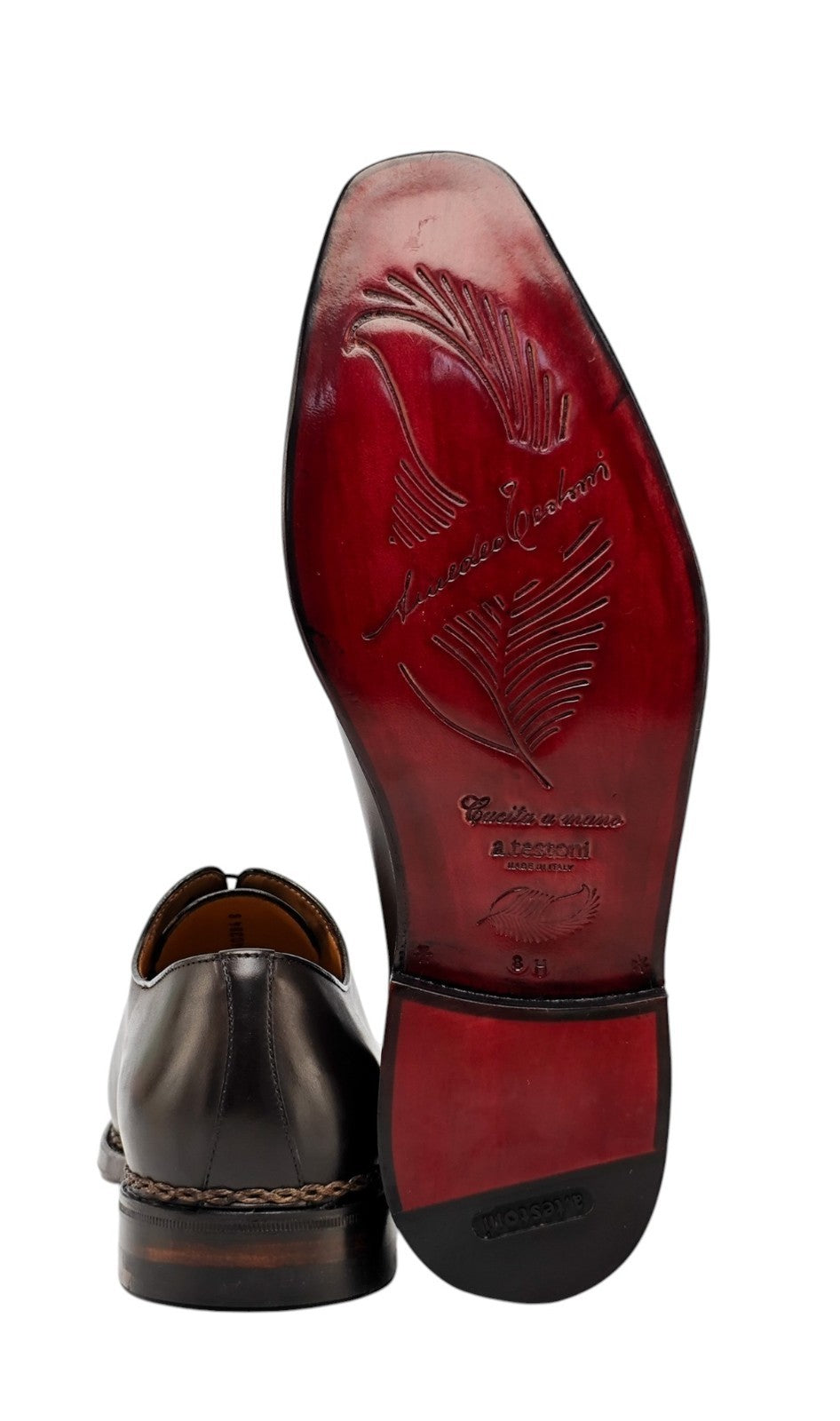 1800$ TESTONI "Orvieto" Shoes Norwegian Welted Brown Cigar 8 UK / 9 US / 42 IT