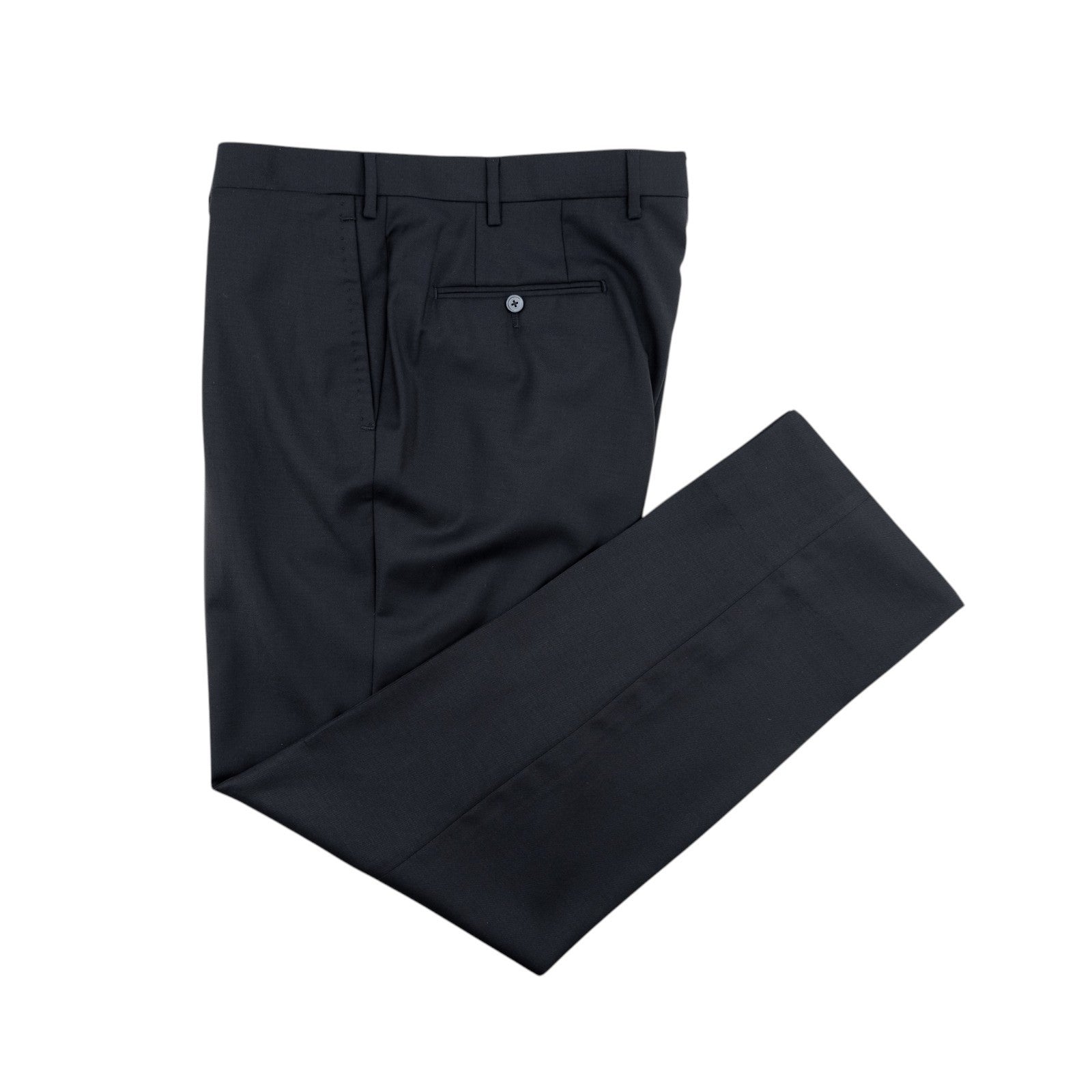 1750$ ISAIA Hand-Sewn Tapered Dress Pant Wool 160's Blue Navy 40 US / 56 EU 8R