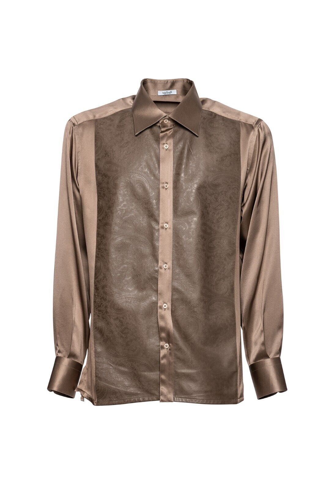 2500$ ITALO FERRETTI "PAISLEY" Shirt Gold 100% Silk + Lambskin Sz L BIJAN