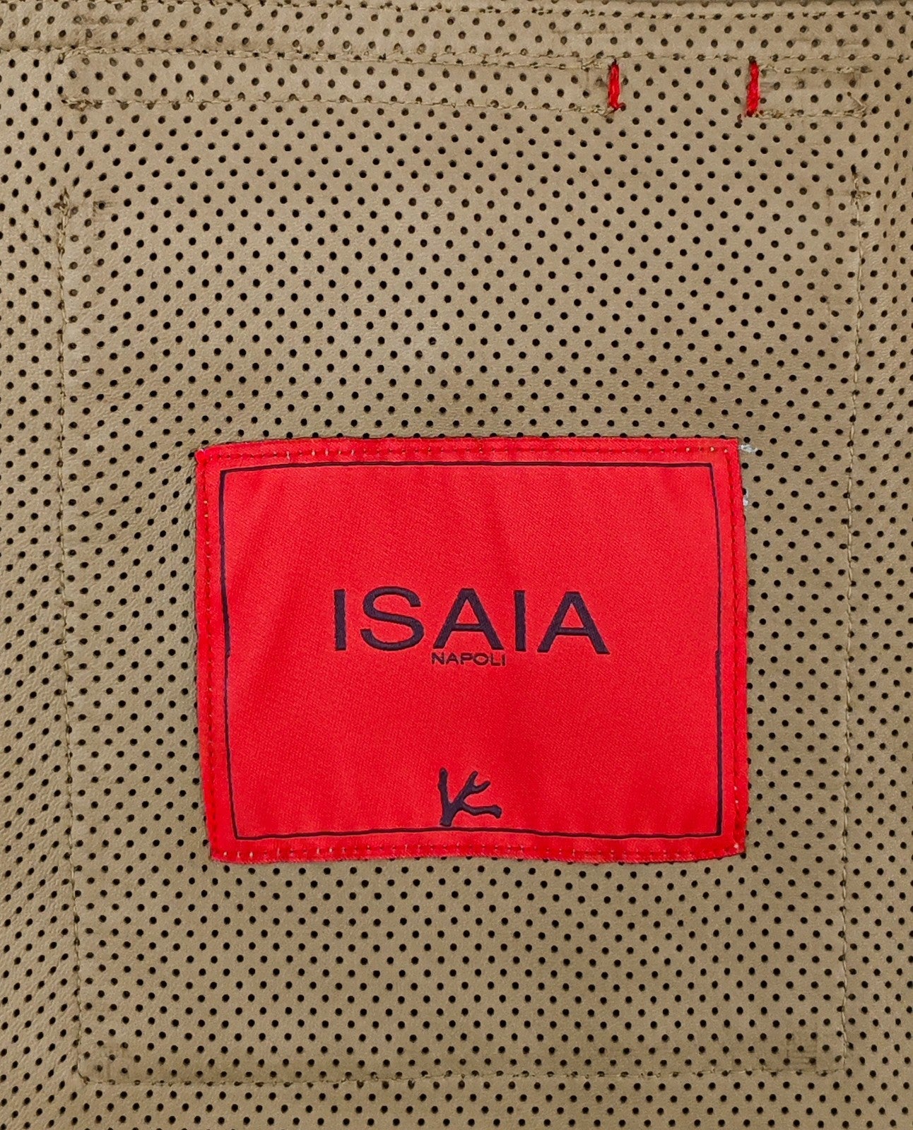 $3250 ISAIA Beige Shirt Jacket Short Sleeve Perforated Lambskin 36 US / 46 EU