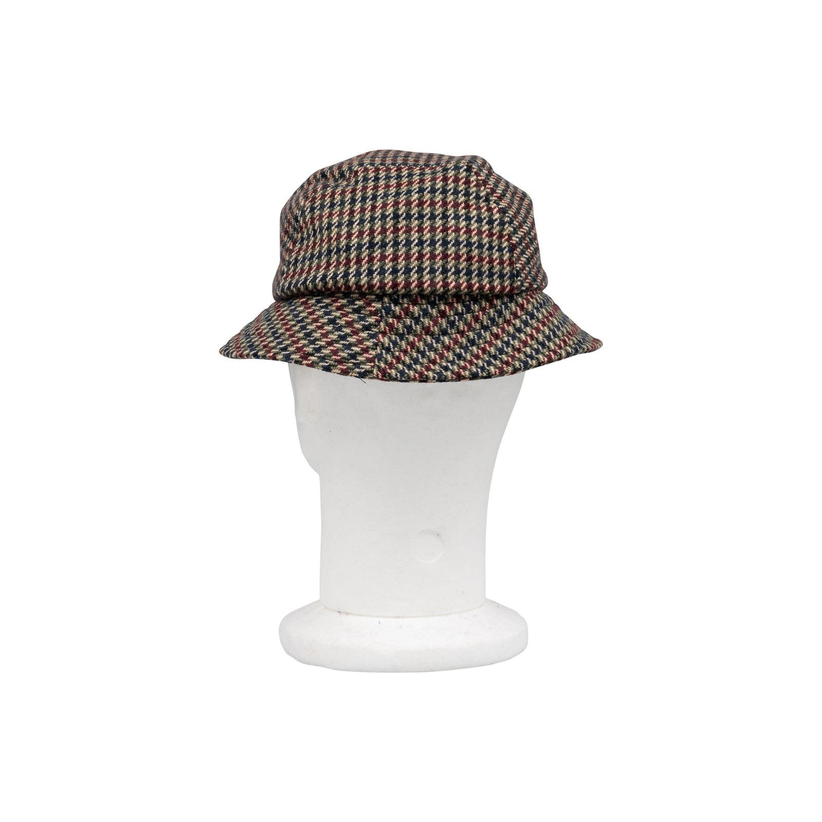 250$ RUBINACCI NAPOLI Blue Red Green Made in England Wool Houndstooth Bucket Hat