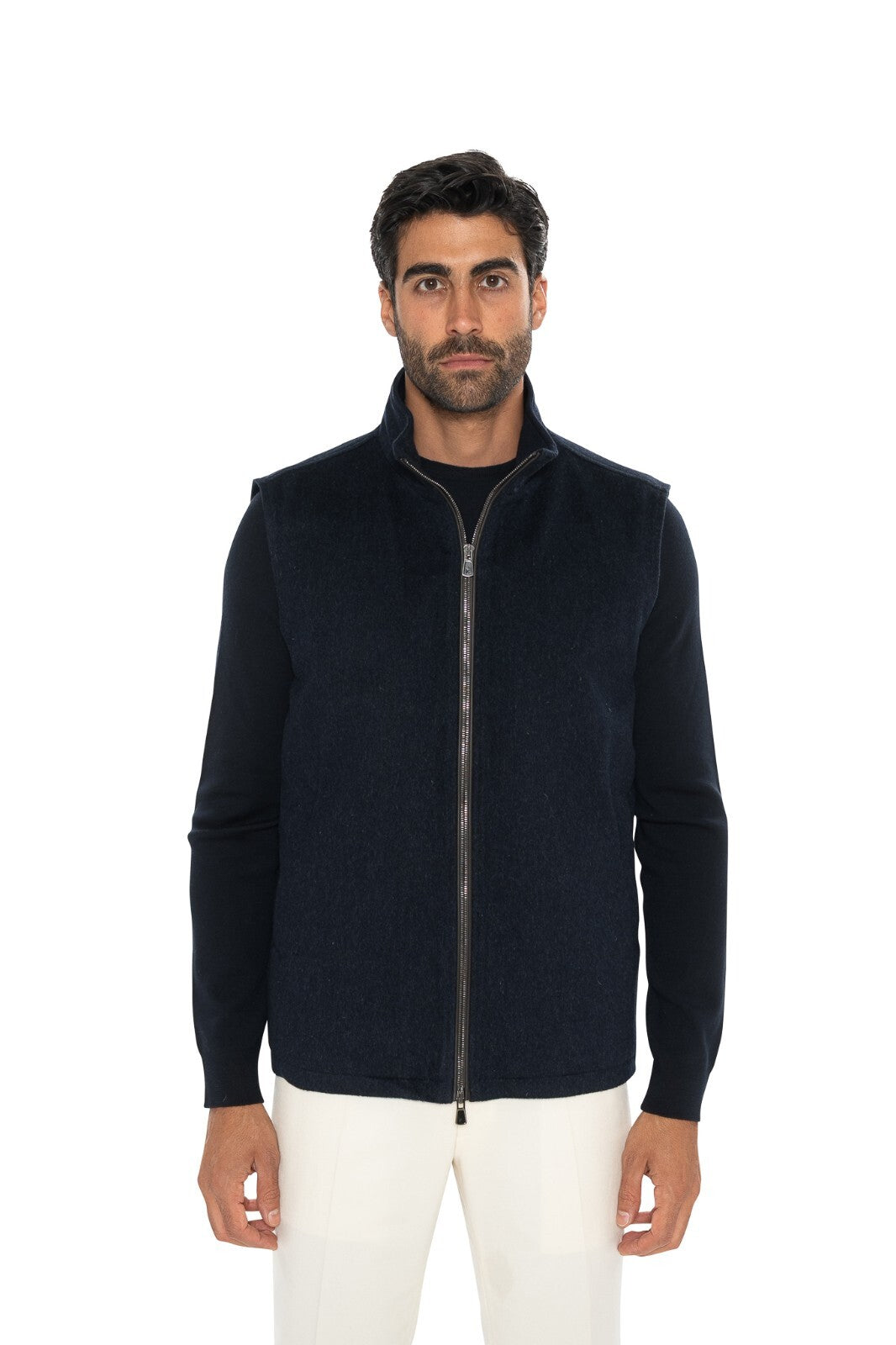 3900$ ISAIA NAPOLI Blue Navy Jacket Vest 100% Cashmere & Leather Details