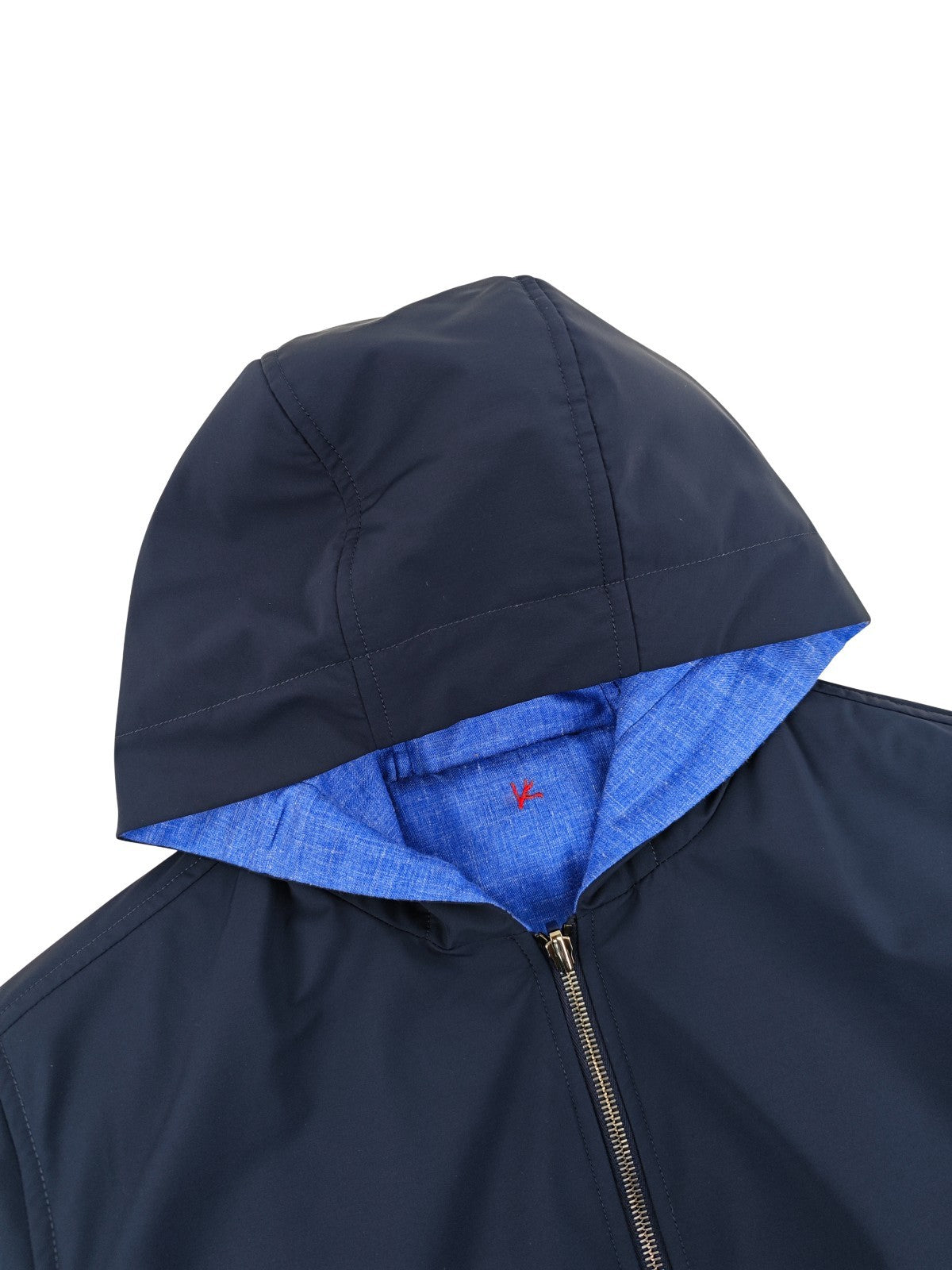 $3400 ISAIA NAPOLI Blue Reversible Hooded Bomber Jacket Wool Blend 40 US 50 EU