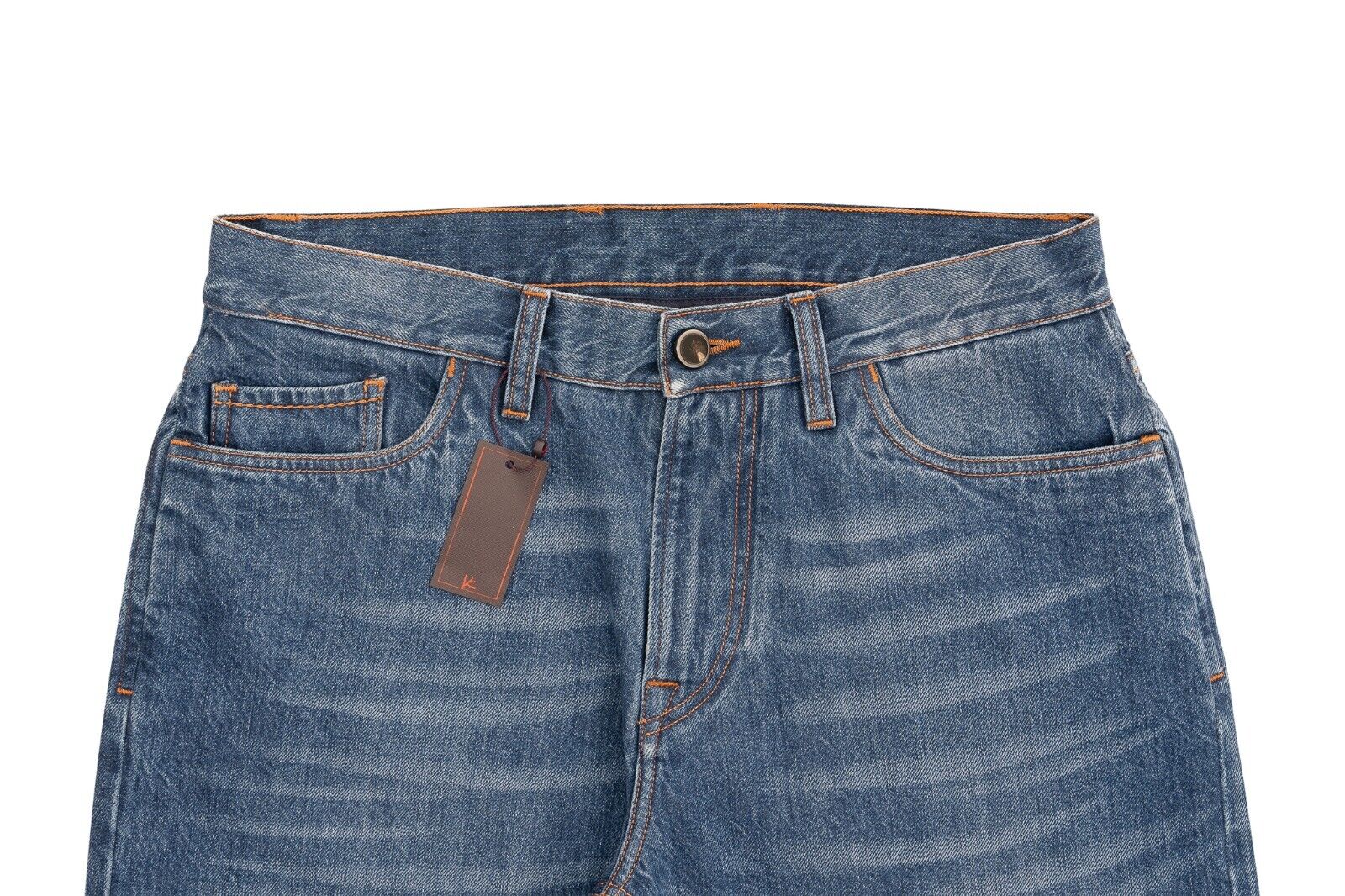 690$ ISAIA NAPOLI Blue Denim Jeans Trousers Pant Regular Cotton Made in Italy