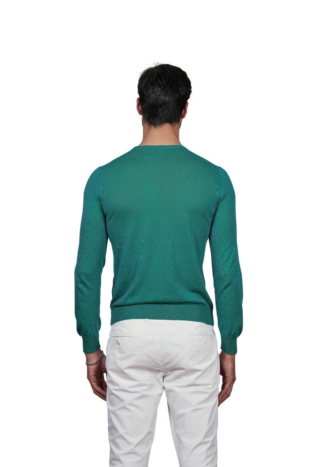 220$ Italian Luxury GRAN SASSO Sweater Persian Green "Fresh Cotton" 36 US 46 EU