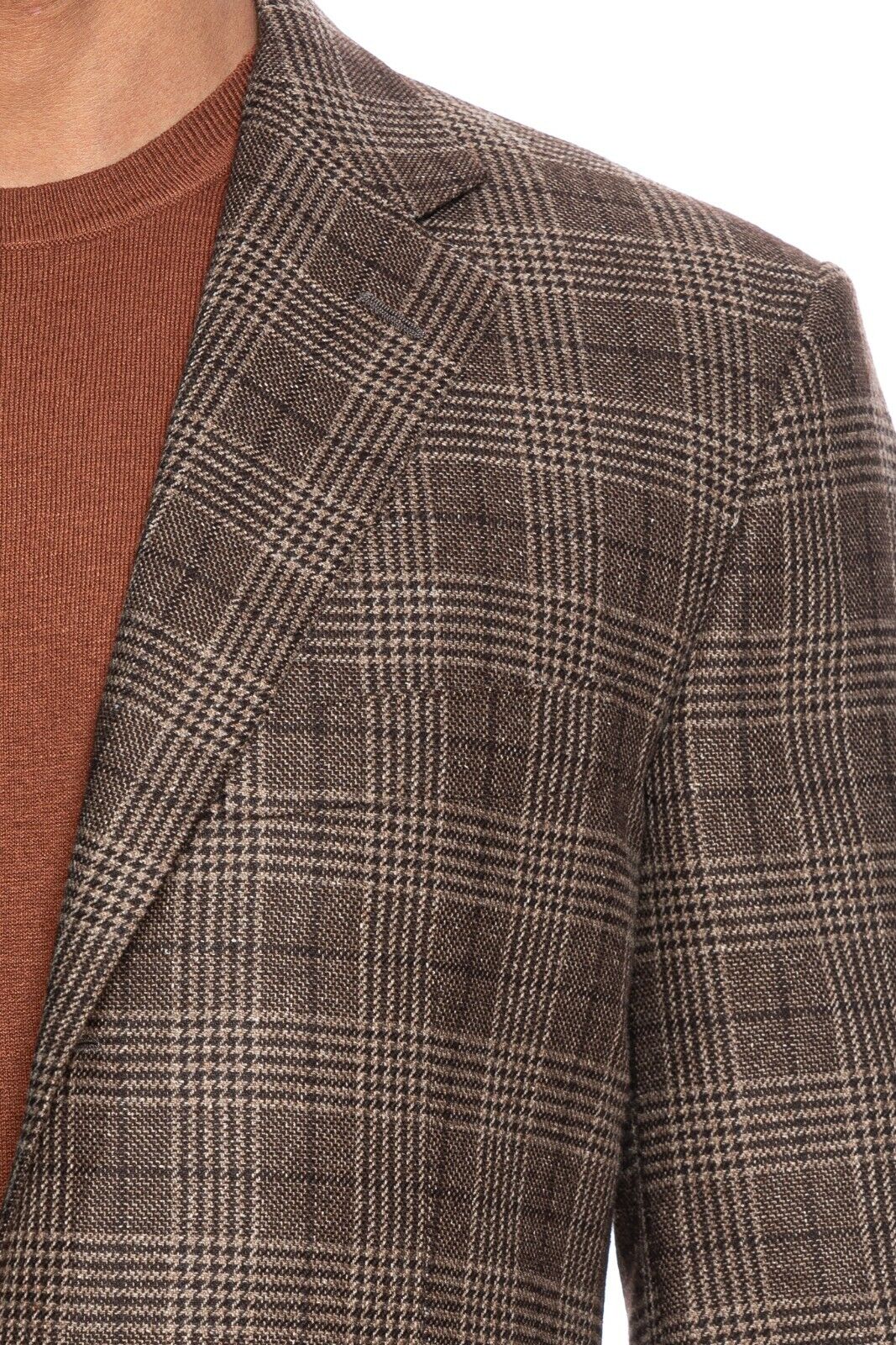 $2590 BELVEST Check Brown Cashmere Silk Jacket 42 US / 52 EU Drop 7R F/W 2018