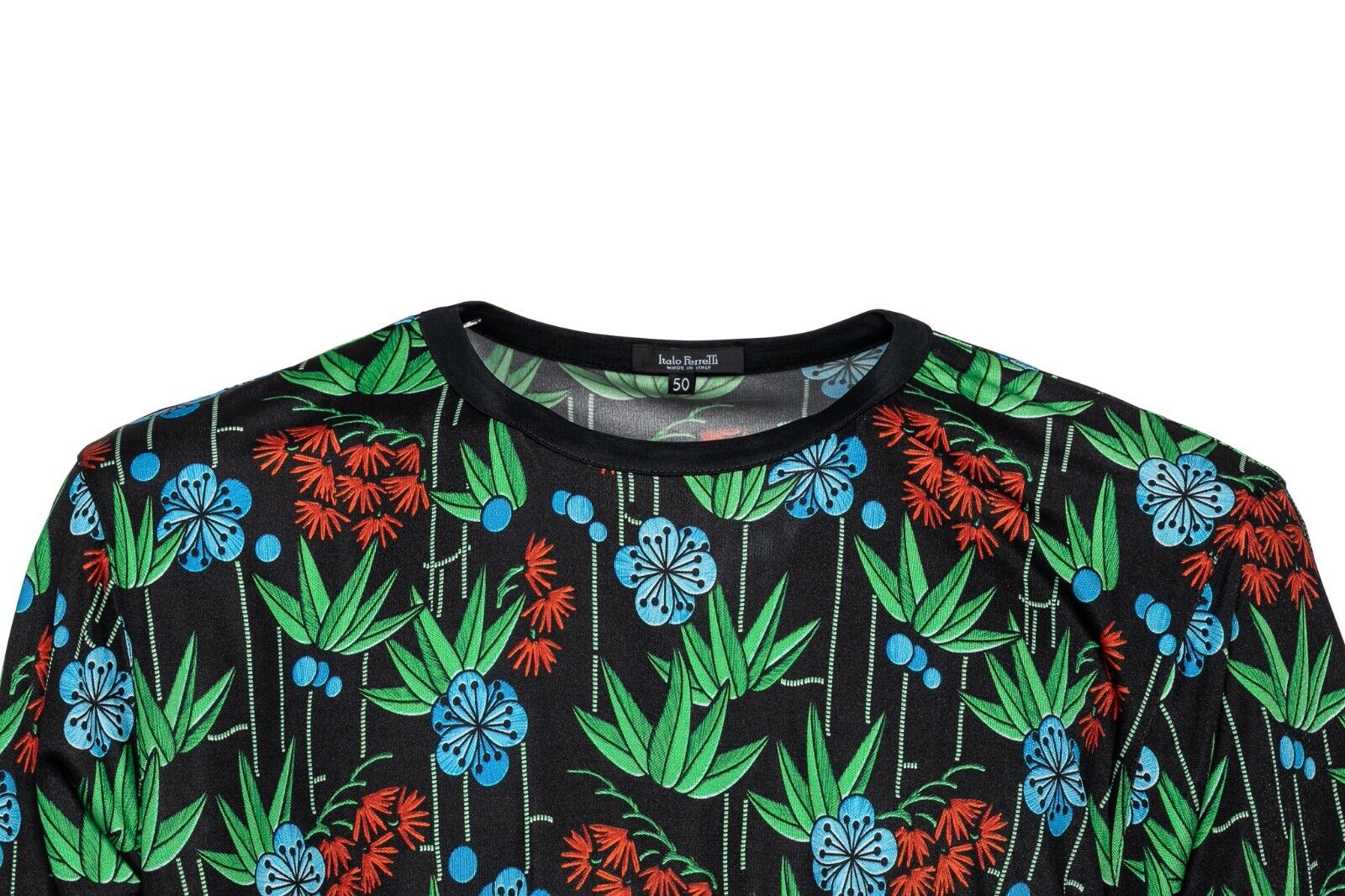 750$ ITALO FERRETTI T-Shirt "FLORAL" 100% Silk STRETCH Size 40 US / 50 EU ZILLI