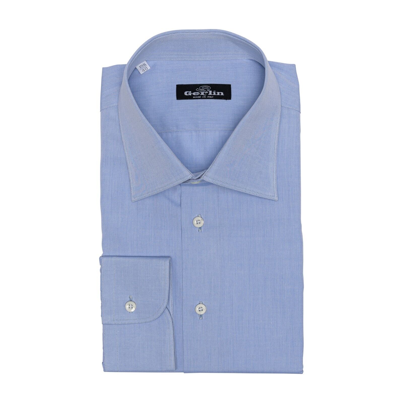 690$ LUXURY GERLIN Shirt Light Blue Fine Cotton 15.75 - 40  1AF BIJAN