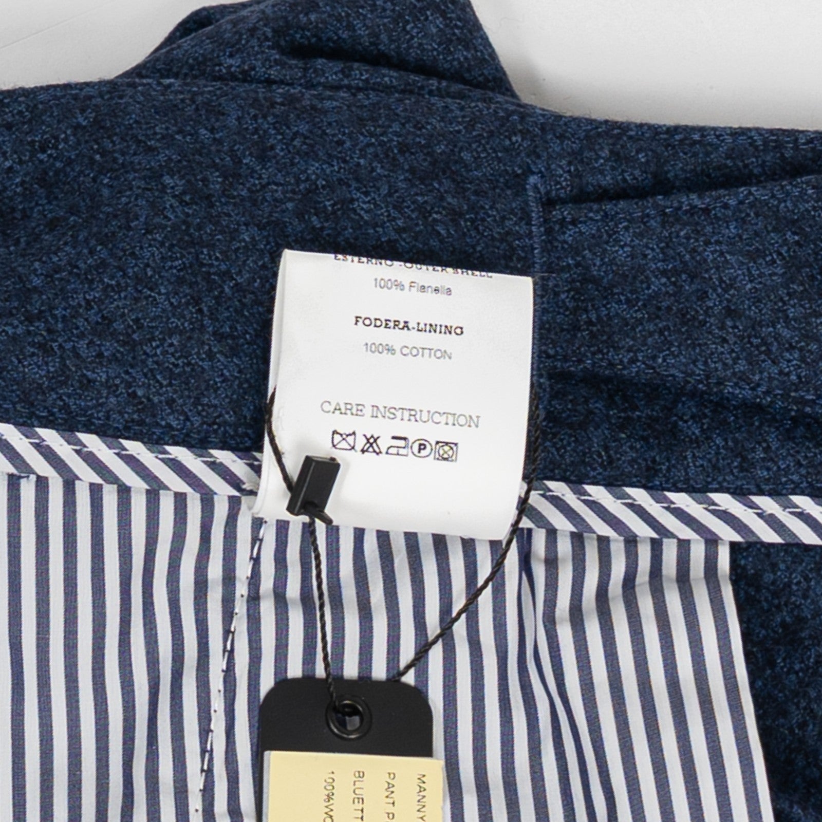 670$ RUBINACCI NAPOLI "Manny" Blue Flannel Wool High Rise Pant 32 US / 48 EU