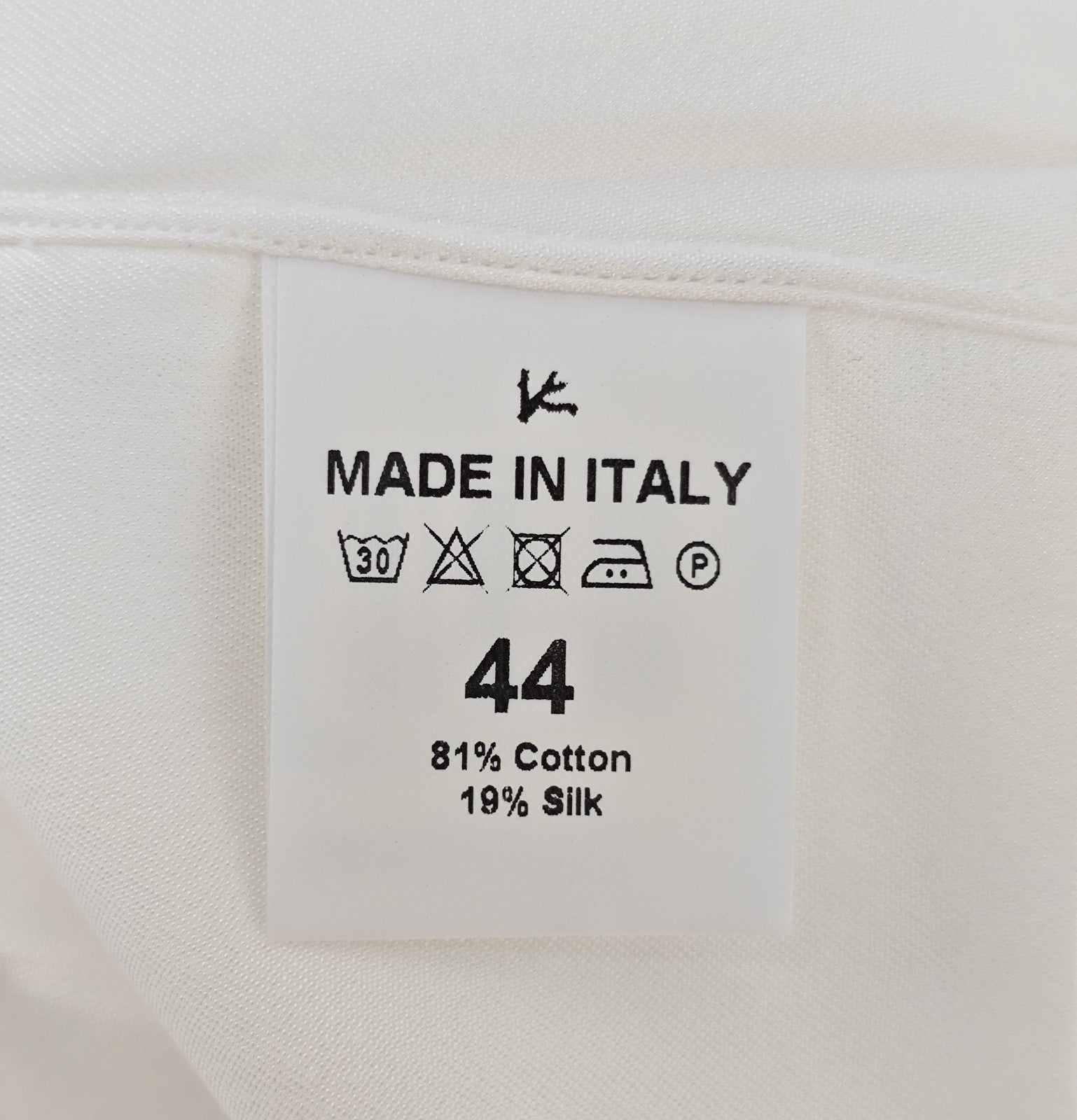 850$ ISAIA NAPOLI Camp Collar Shirt Pockets White Fine Cotton - Silk 17.5 - 44