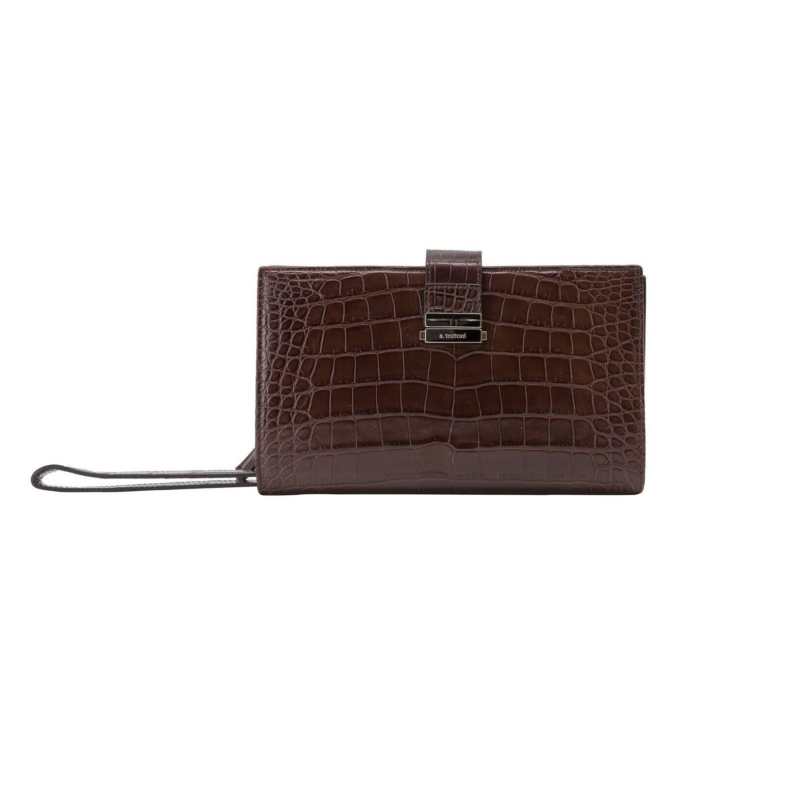 $4200 Testoni Bologna Moro Clutch Bag Travel Wallet Genuine Alligator