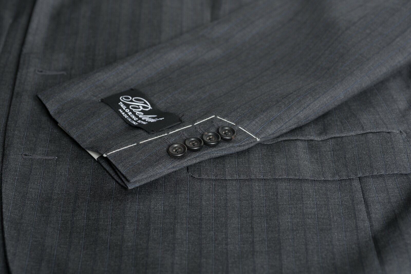 $3090 Belvest Fine Wool 130's Gray Striped Suit 50 US / 60 EU Drop 6R F/W 2018