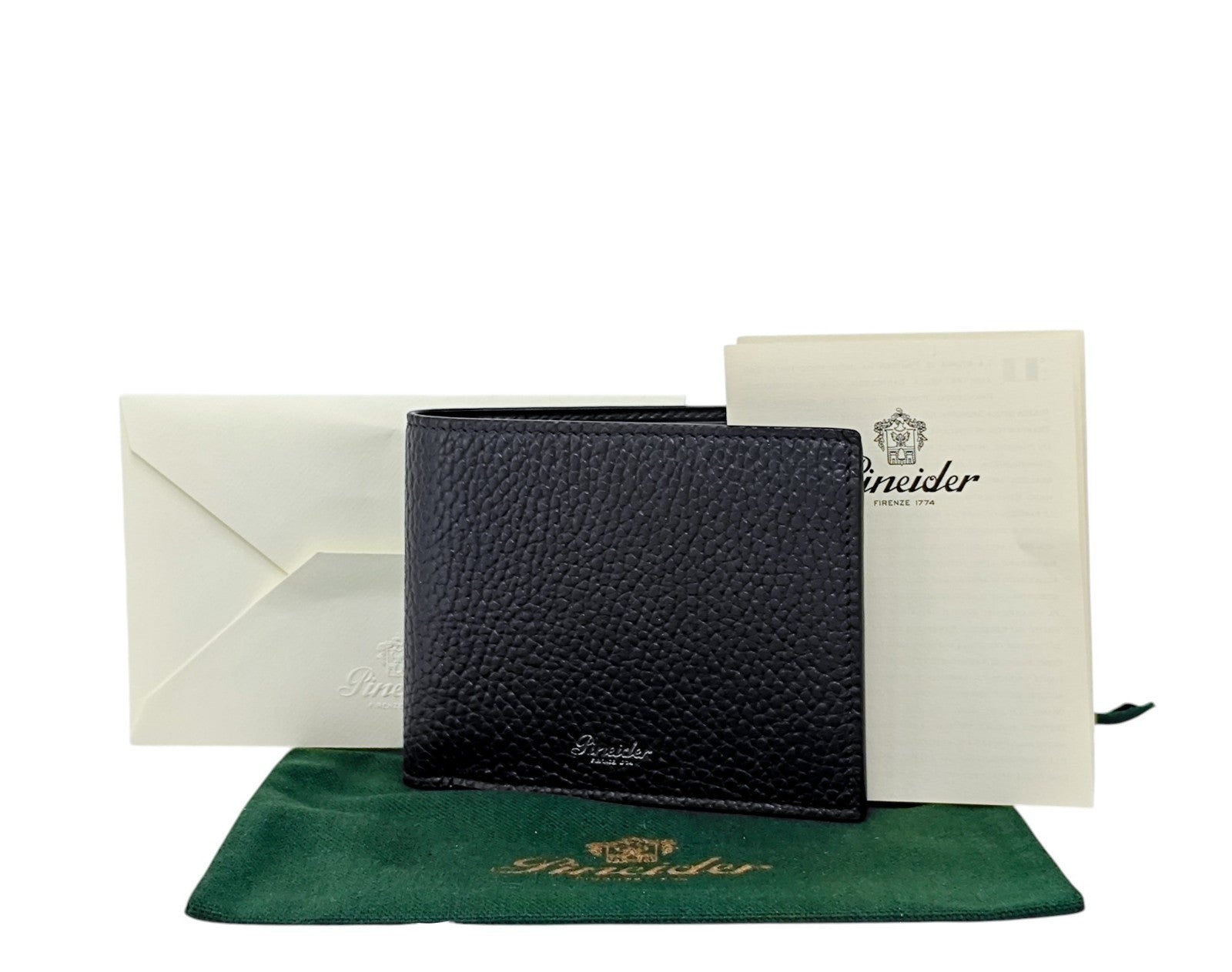 420$ PINEIDER FIRENZE 1774 "Bottolato" Bifold Wallet Grain Calf Blue