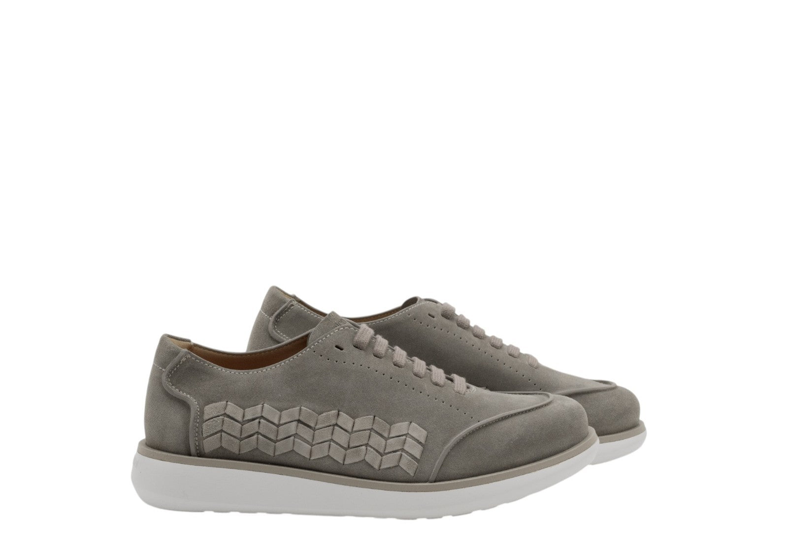 1050$ GIORGIO ARMANI Sneaker Shoes Lace-Up Gray Woven Suede 6 UK / 7 US / 40 IT