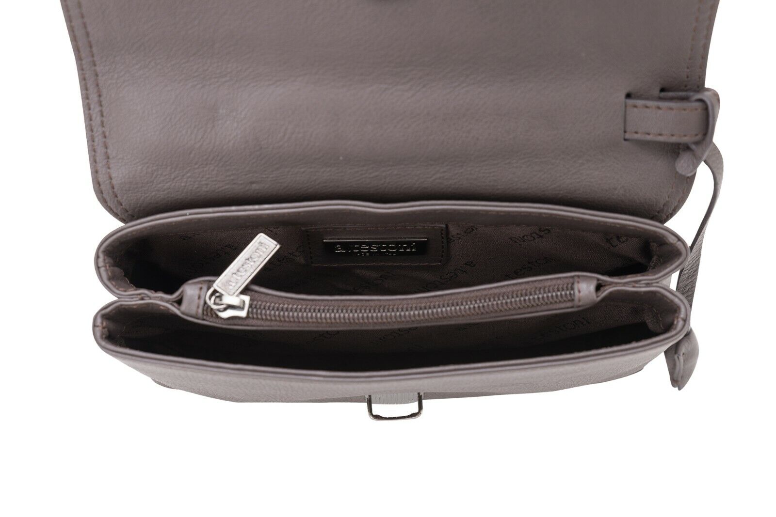 $390 Testoni Bologna Brown Easy Calf Hand Clutch Bag Padlock with Keys