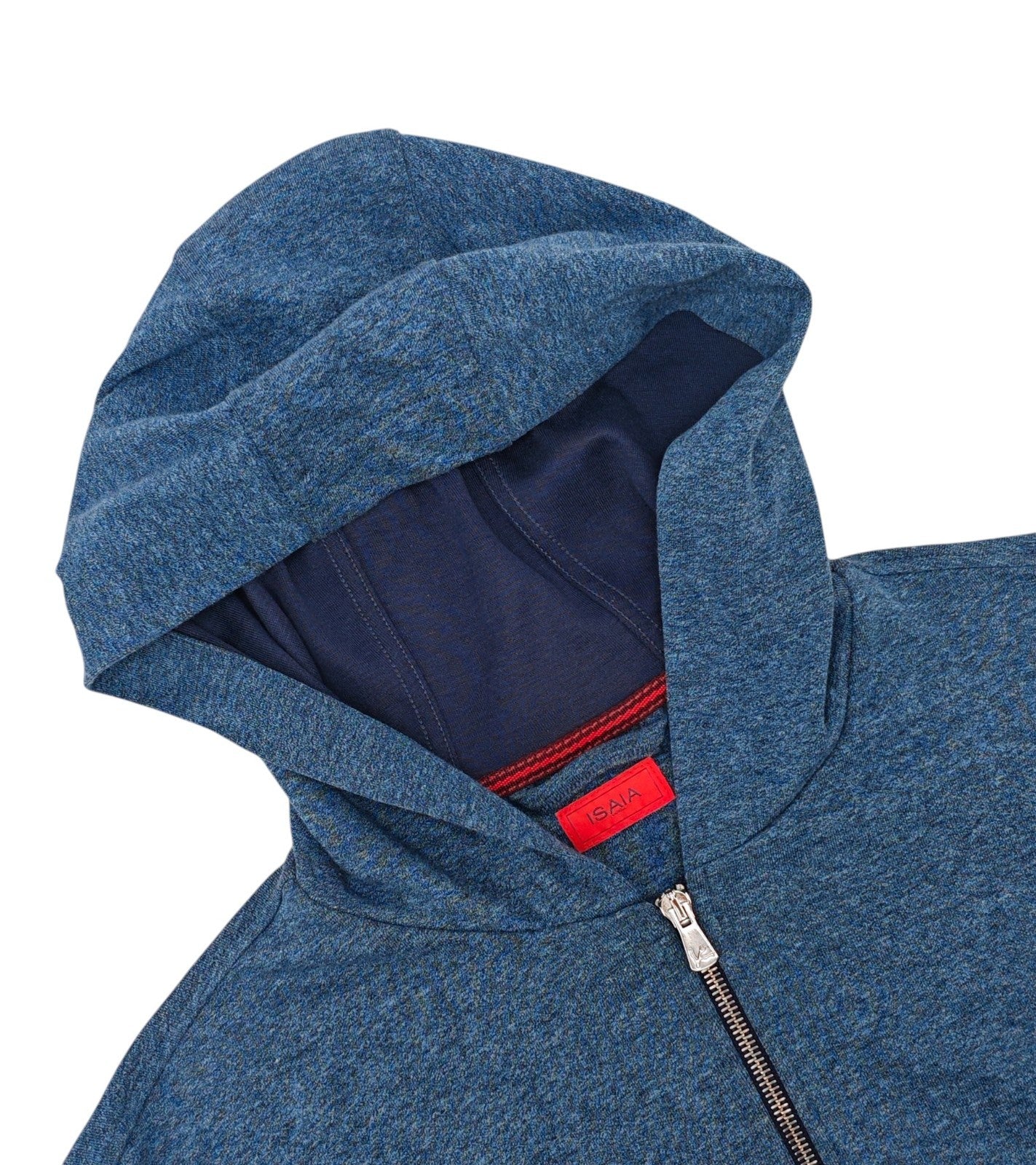 $2650 ISAIA NAPOLI Blue Zip Tracksuit Short Pant Jersey Silk - Cashmere Size M