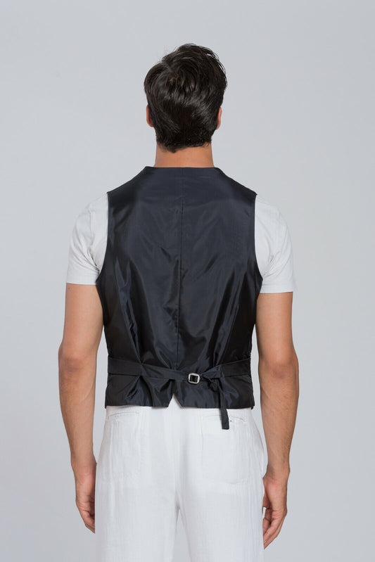 $1280 GIORGIO ARMANI Black Label Vest WOOL CASHMERE Blue Midnight 36 US / 46 EU