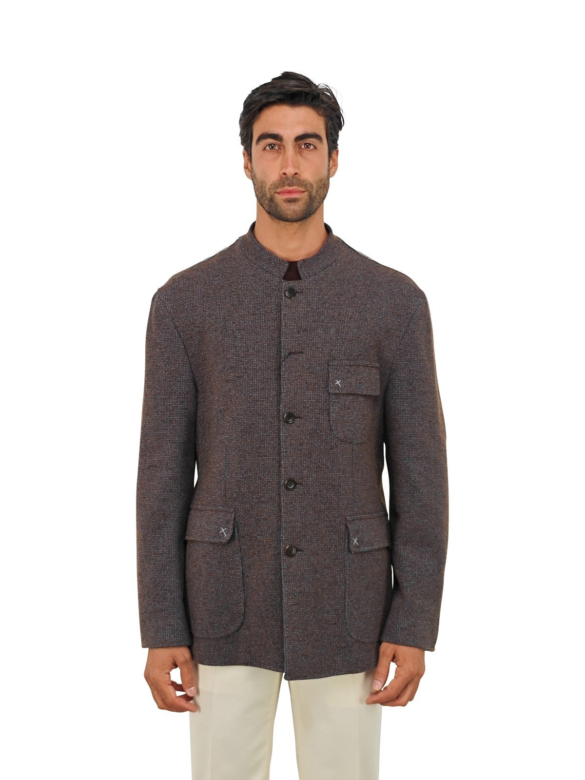 $1940 RUBINACCI NAPOLI Brown Sahariana Guru Jacket Wool / Cotton 44 US / 54 EU