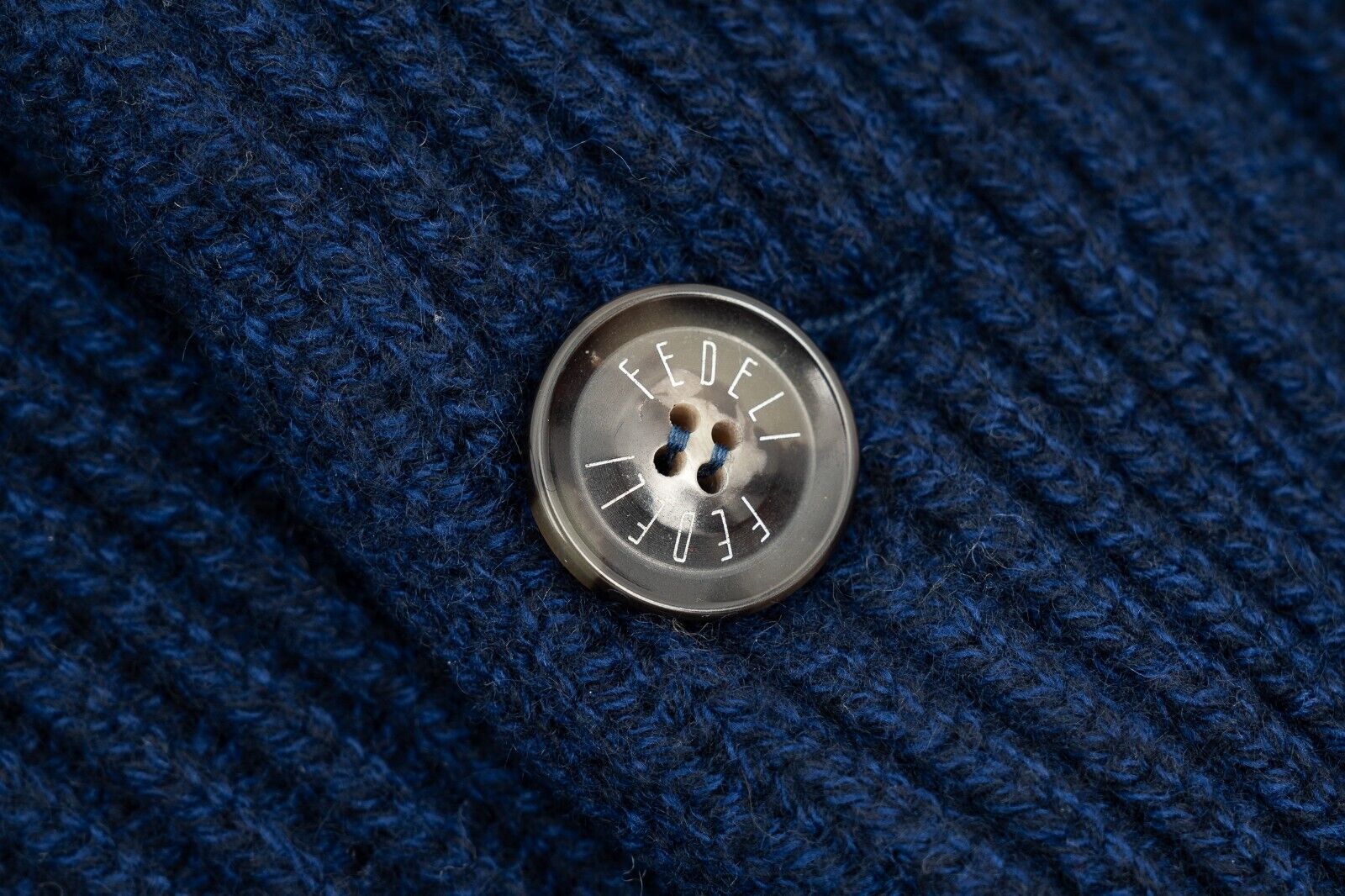 $2600 FEDELI CASHMERE "Terminillo" Blue Cardigan 100% Cashmere 40 US / 50 EU