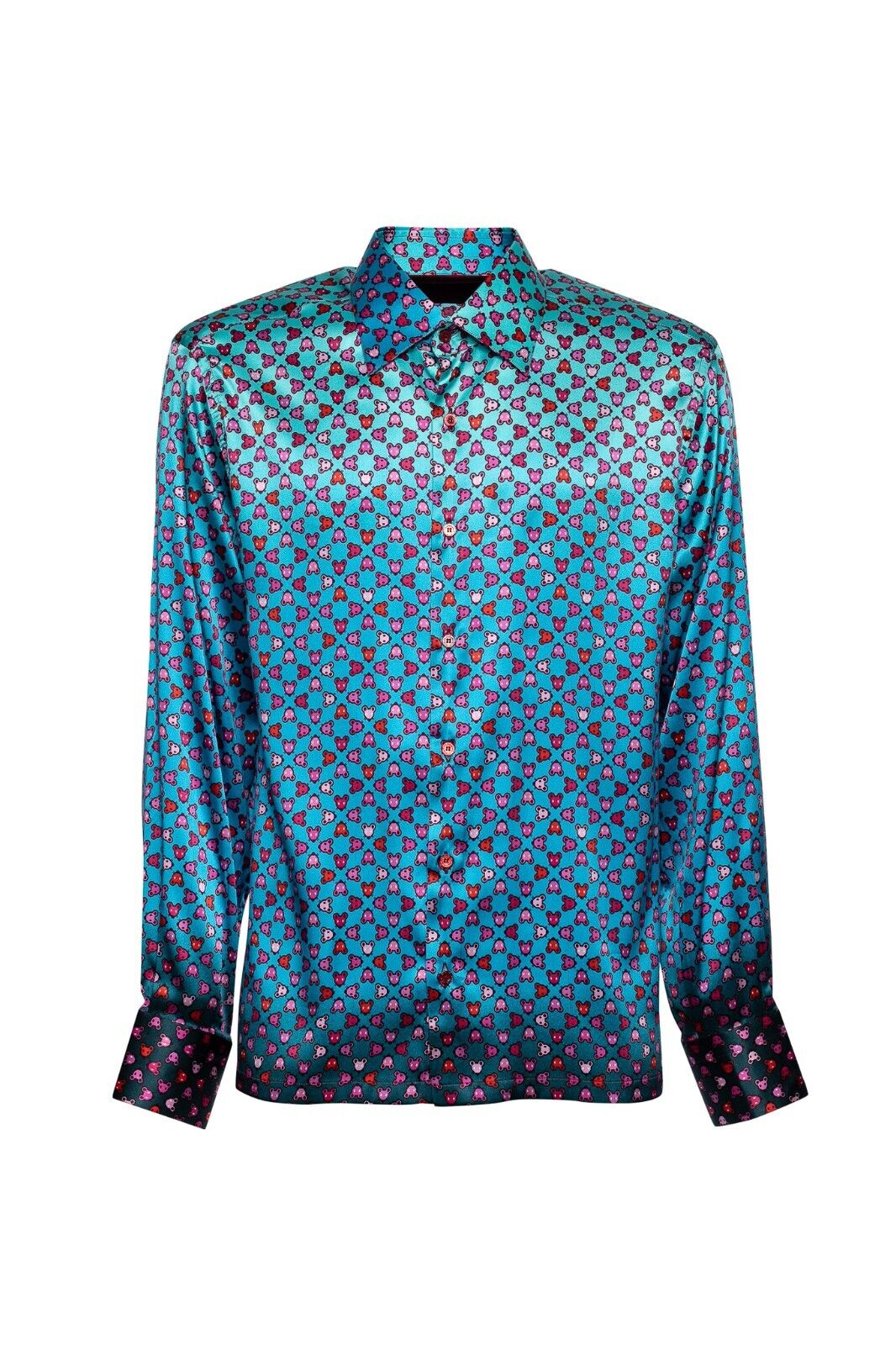 1400$ ITALO FERRETTI Shirt "YEAR OF THE RAT" 100% Satin Silk COMO Size L BIJAN
