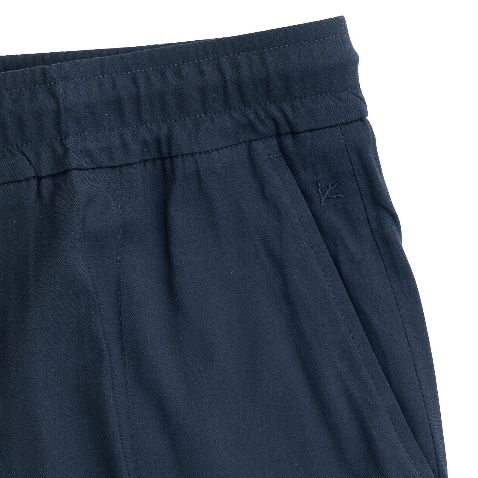 1100$ ISAIA NAPOLI "Iconic" Dark Blue Drawstring Trousers Pant Wool / Cotton