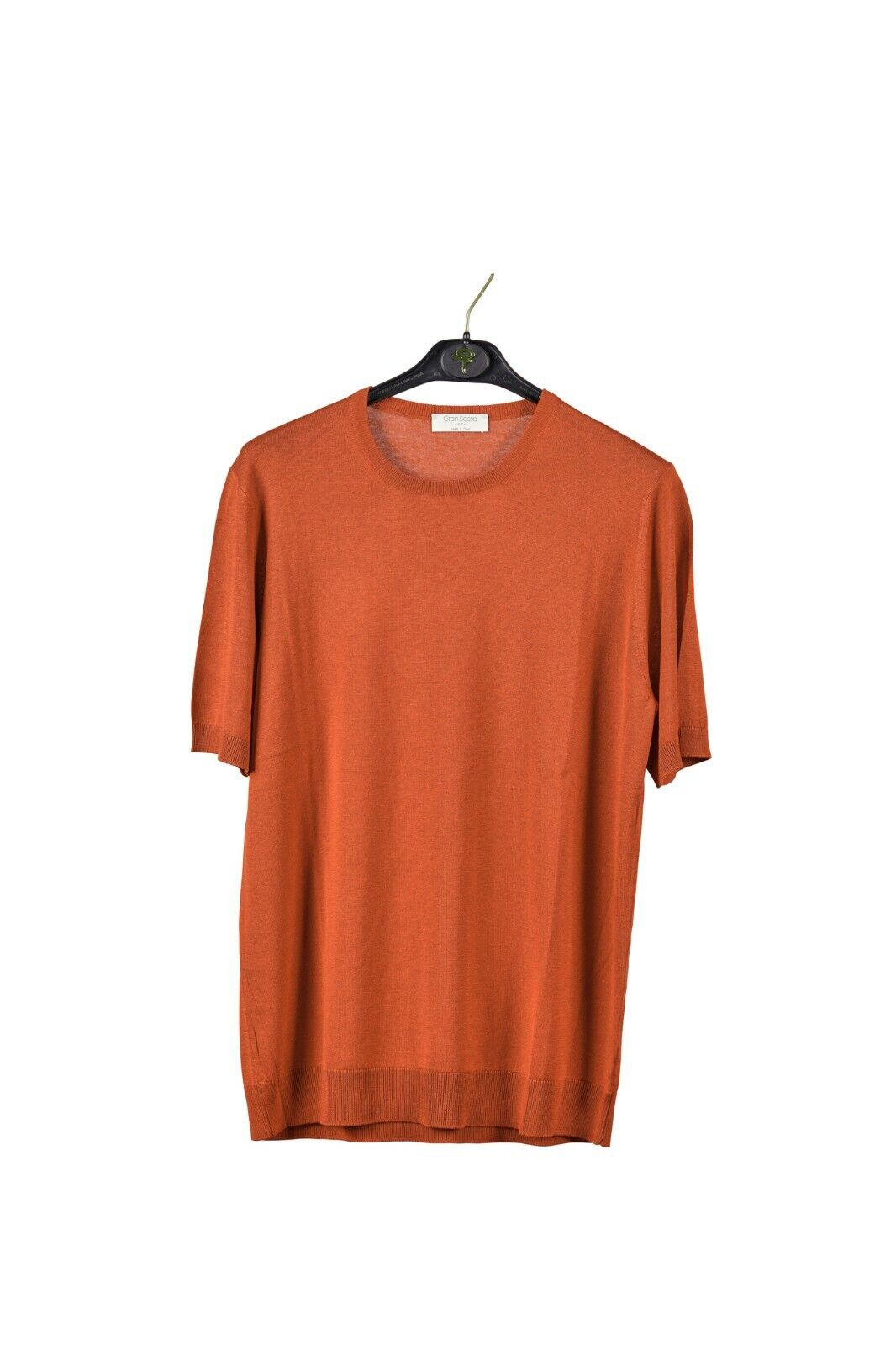 260$ Italian Luxury Knitwear GRAN SASSO Knit T-Shirt Sweater 100% Silk Rust
