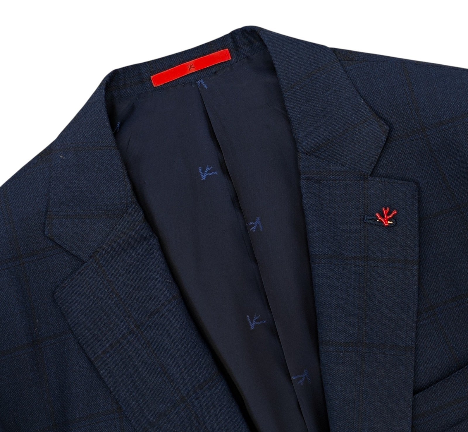 $6400 ISAIA NAPOLI "Sanita" Blue Navy Suit Hand-Sewn Windowpane Fine Wool