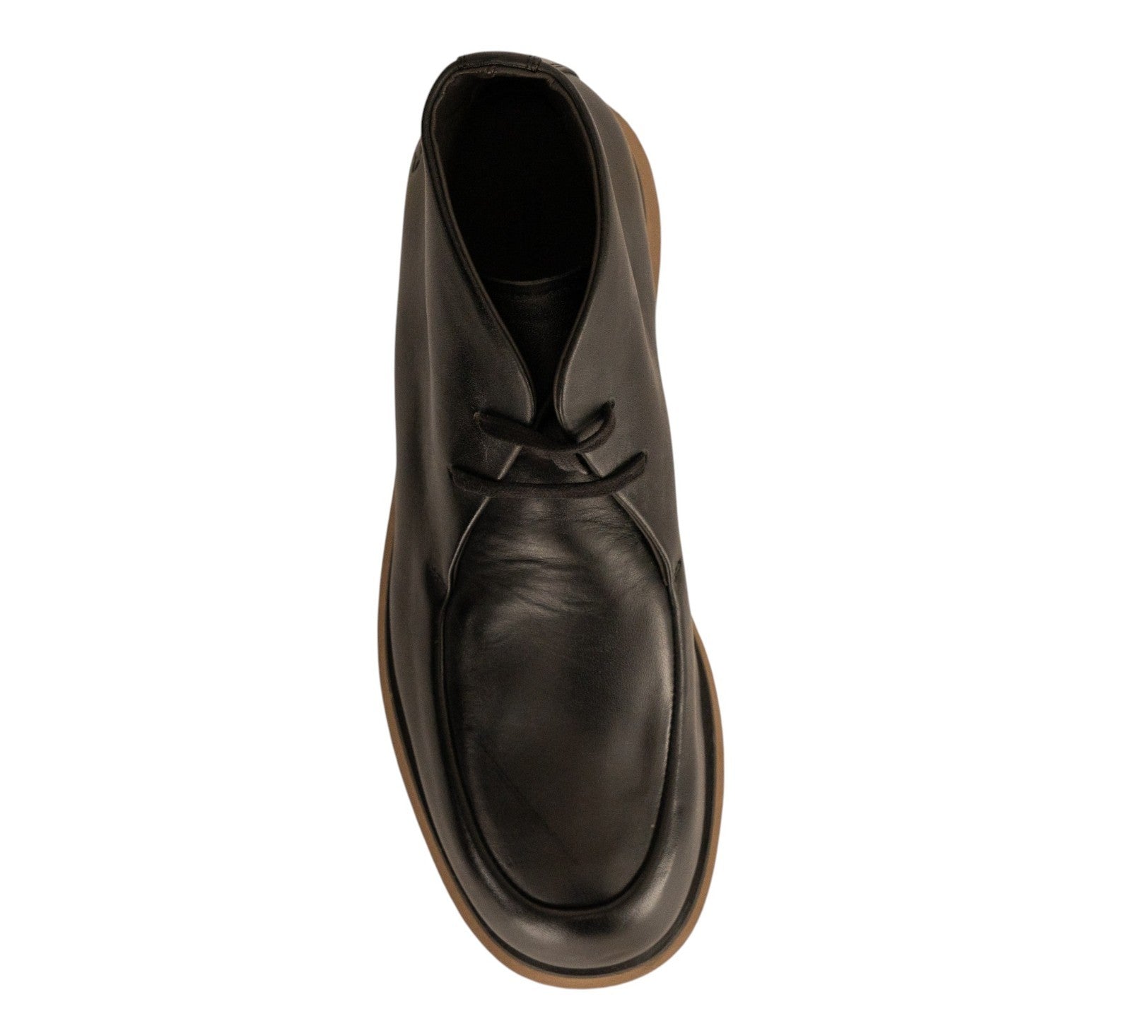 1565$ GIORGIO ARMANI Chukka Ankle Boot Lace-Up Shoes Black Smooth Leather