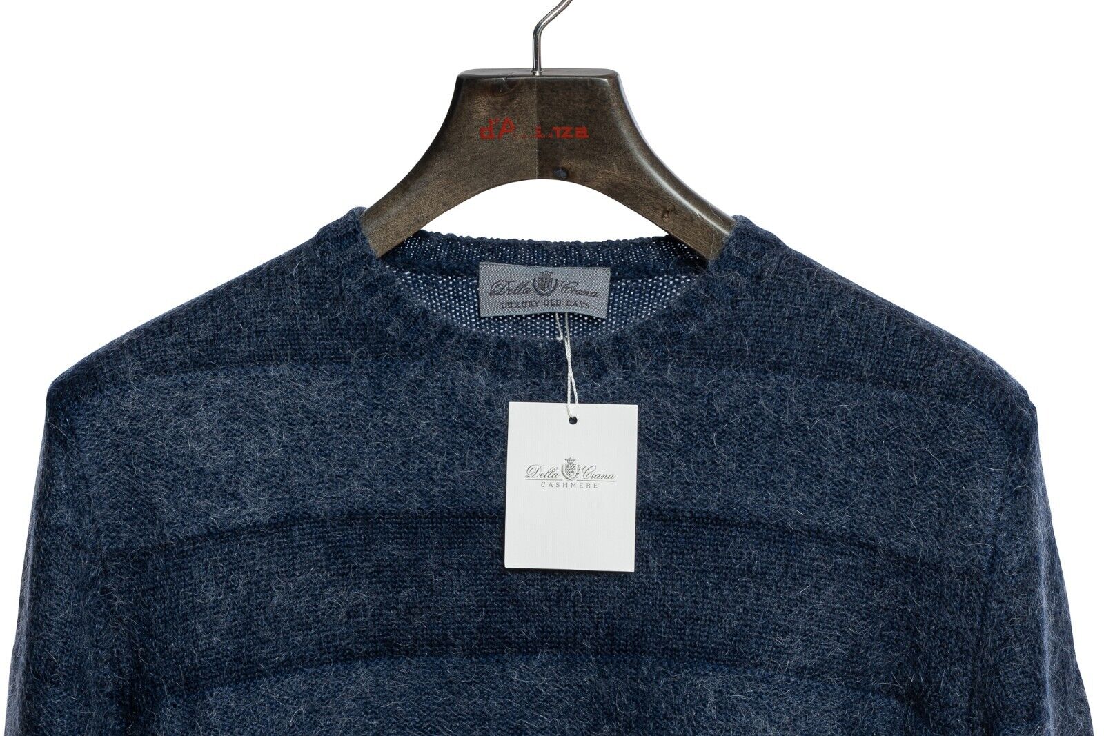 430$ DELLA CIANA CASHMERE Sweater Crewneck Wool / Mohair Blue 40 US / 50 EU