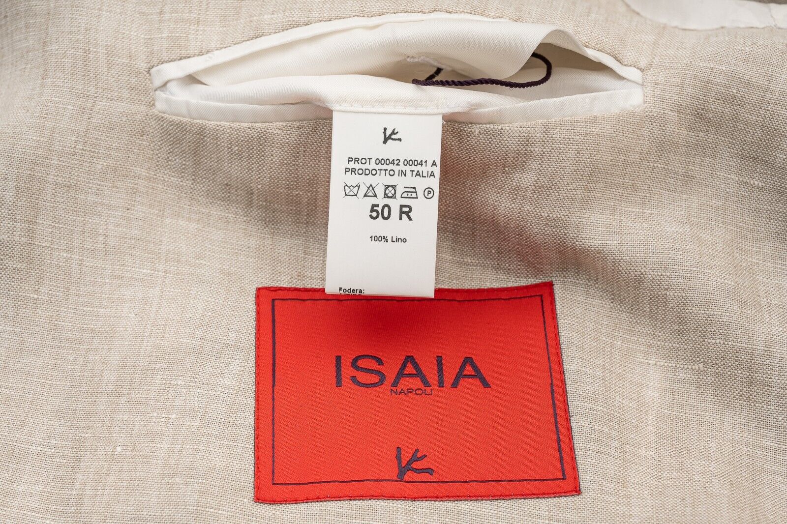 5200$ ISAIA NAPOLI Beige Sartorial Sahariana Jacket 100% Linen 40 US / 50 EU