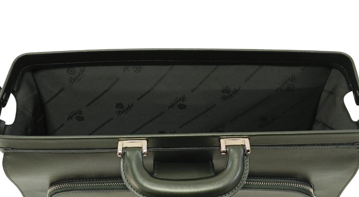 1520$ PINEIDER "Metro Smooth" Calf Diplomatic Briefcase Work Doctor Bag Green