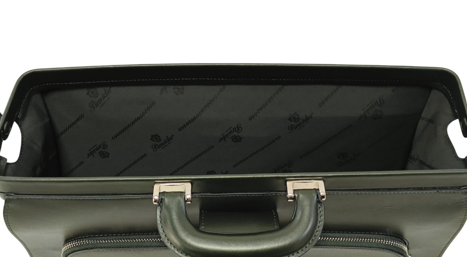 1520$ PINEIDER "Metro Smooth" Calf Diplomatic Briefcase Work Doctor Bag Green