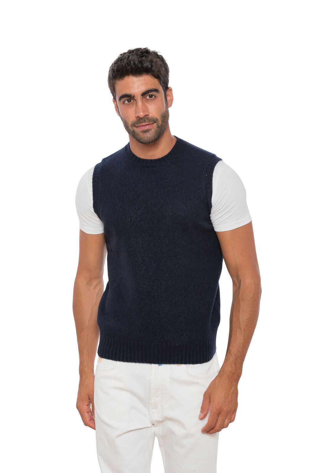 Italian Luxury Knitwear DRUMOHR Sweater Vest Soft Lambswool Blue 38 US / 48 EU