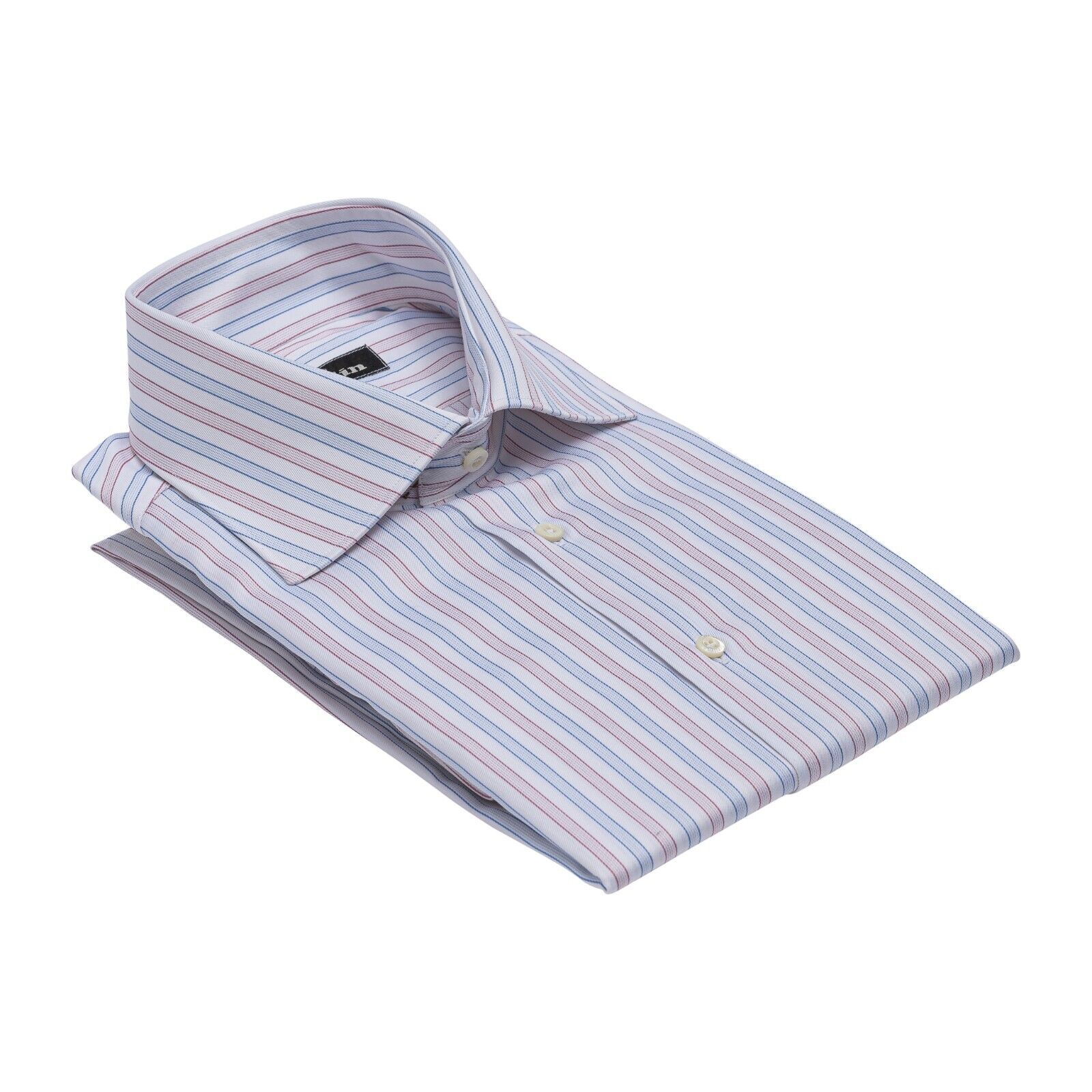690$ LUXURY GERLIN Shirt White - Blue Striped Twill Cotton 2AZ ZILLI