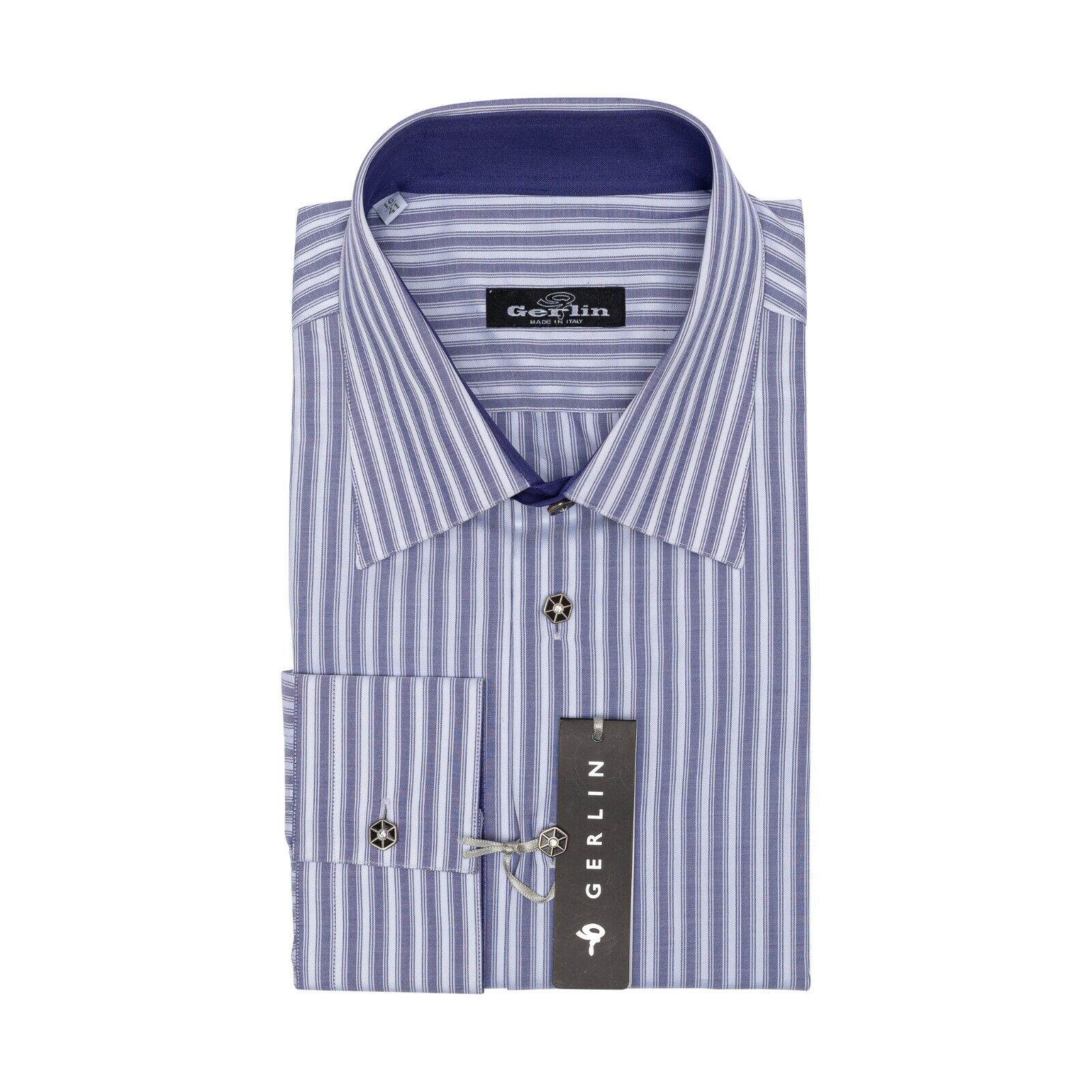 690$ ITALIAN LUXURY GERLIN Shirt Swarovski Violet Cotton 16  41 9R BIJAN