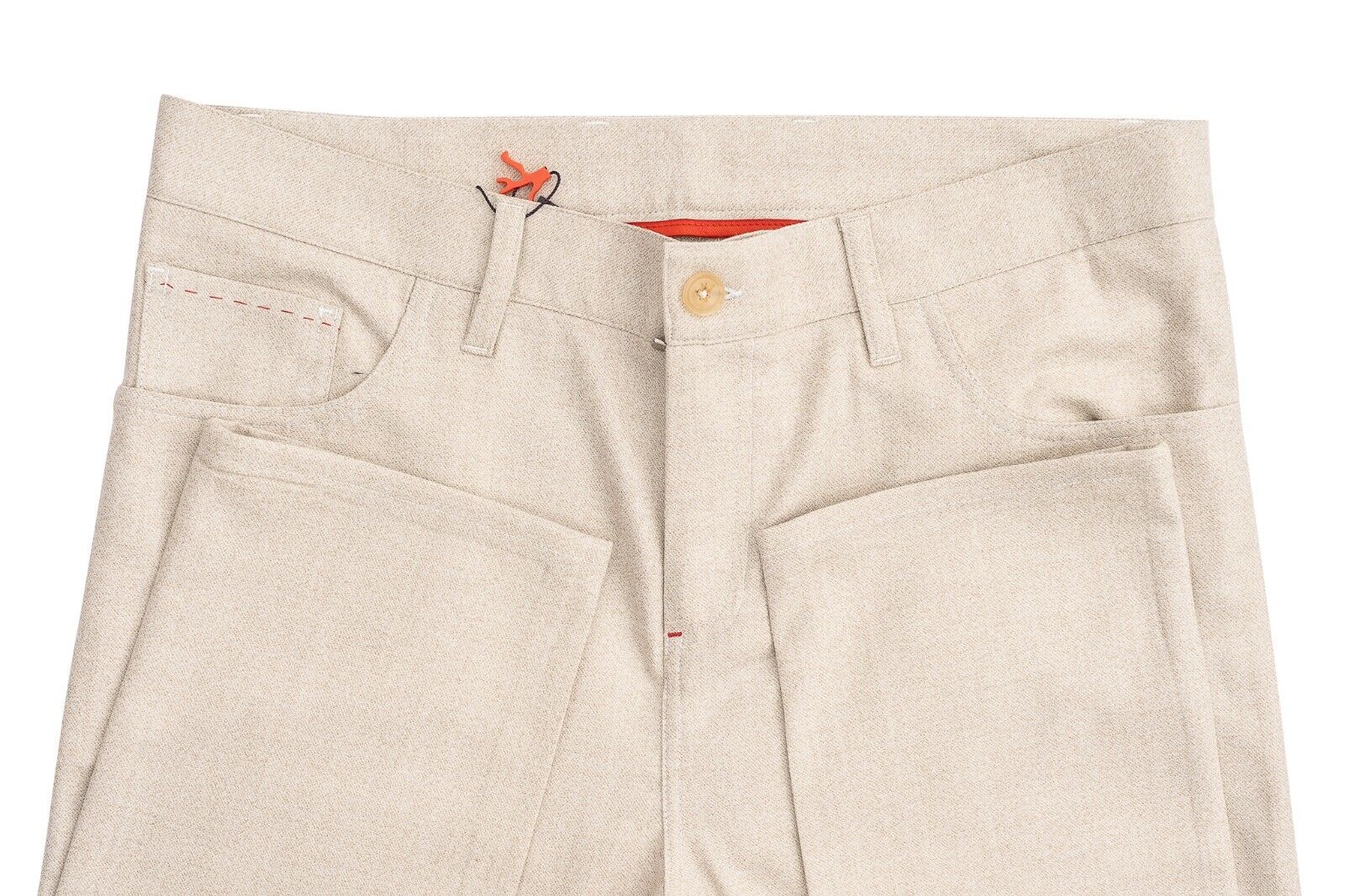 1050$ ISAIA NAPOLI Beige Trousers Sartorial Pant 5 Pockets Wool