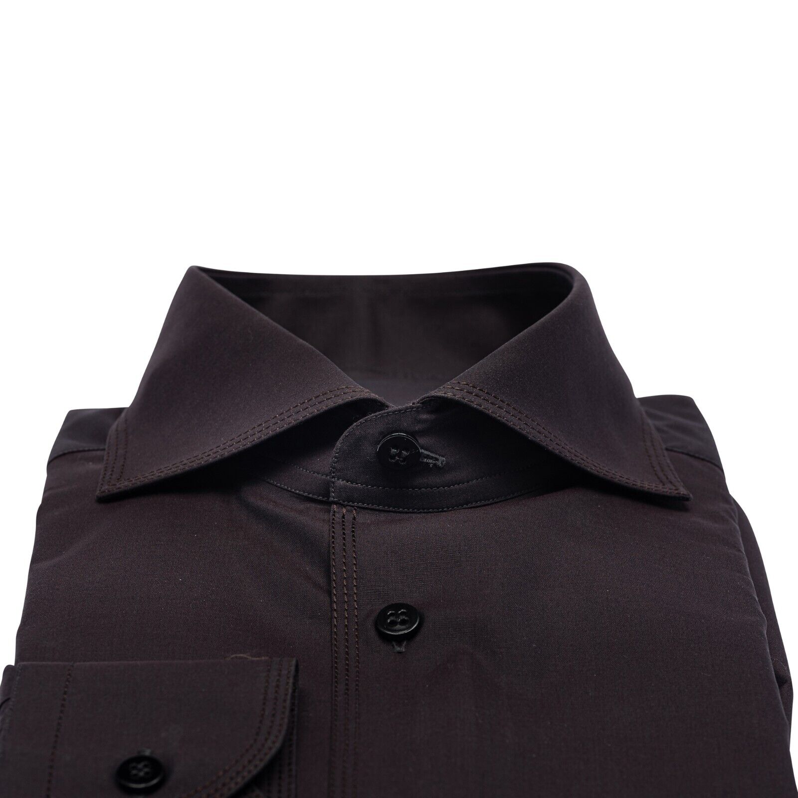 690$ LUXURY GERLIN Shirt Dark Brown ALUMO Cotton 16.5 - 42 5N BIJAN