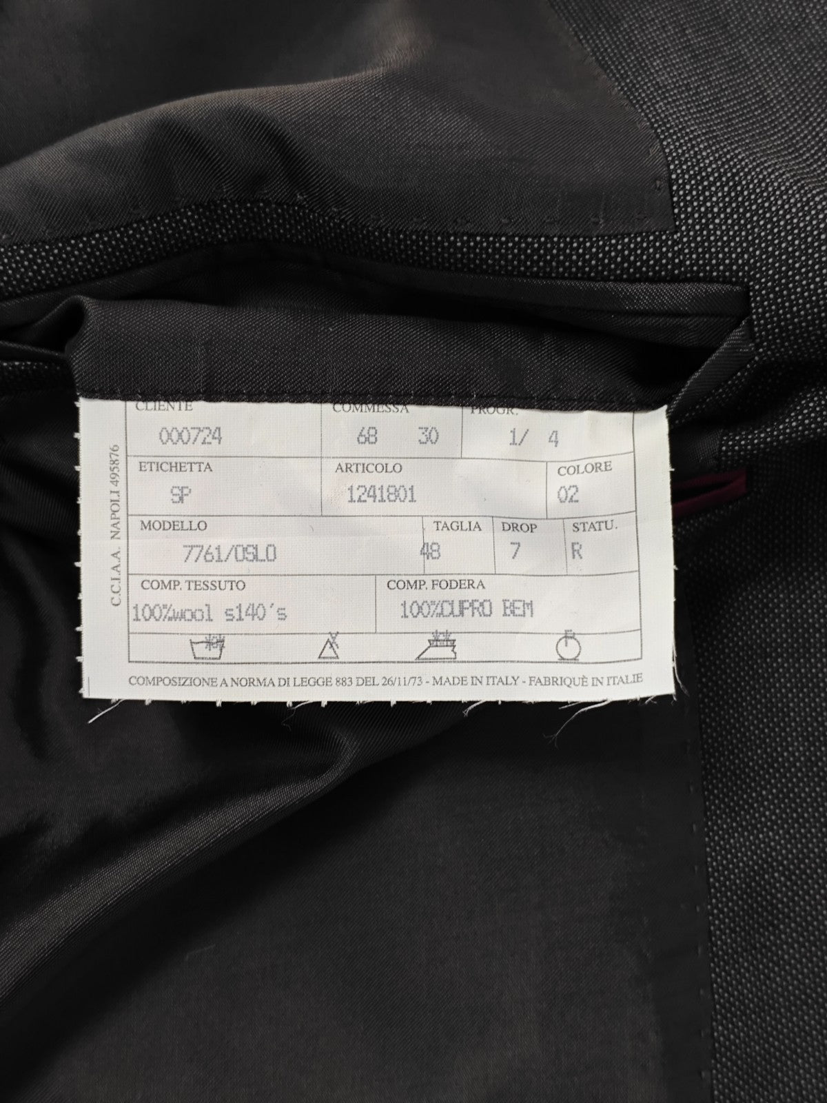 $2500 SARTORIA PARTENOPEA NAPOLI Handmade Gray Suit Wool 140's 38 US / 48 EU 7R