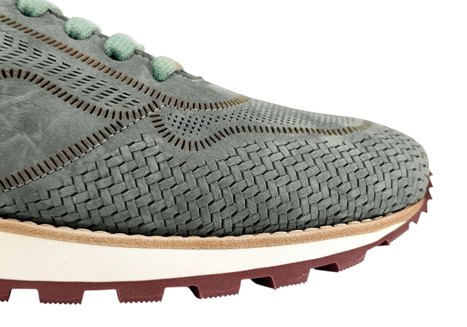 $900 TESTONI BOLOGNA "Moena" PIUMA Sneaker Shoes Nabuk Calf Green Malachite