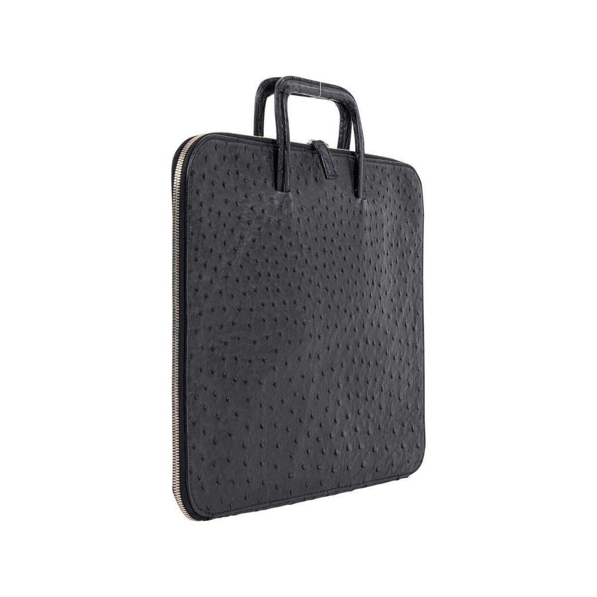 $4K LUXURY DELL'GA MILANO Handmade Black Briefcase Business Bag Genuine Ostrich