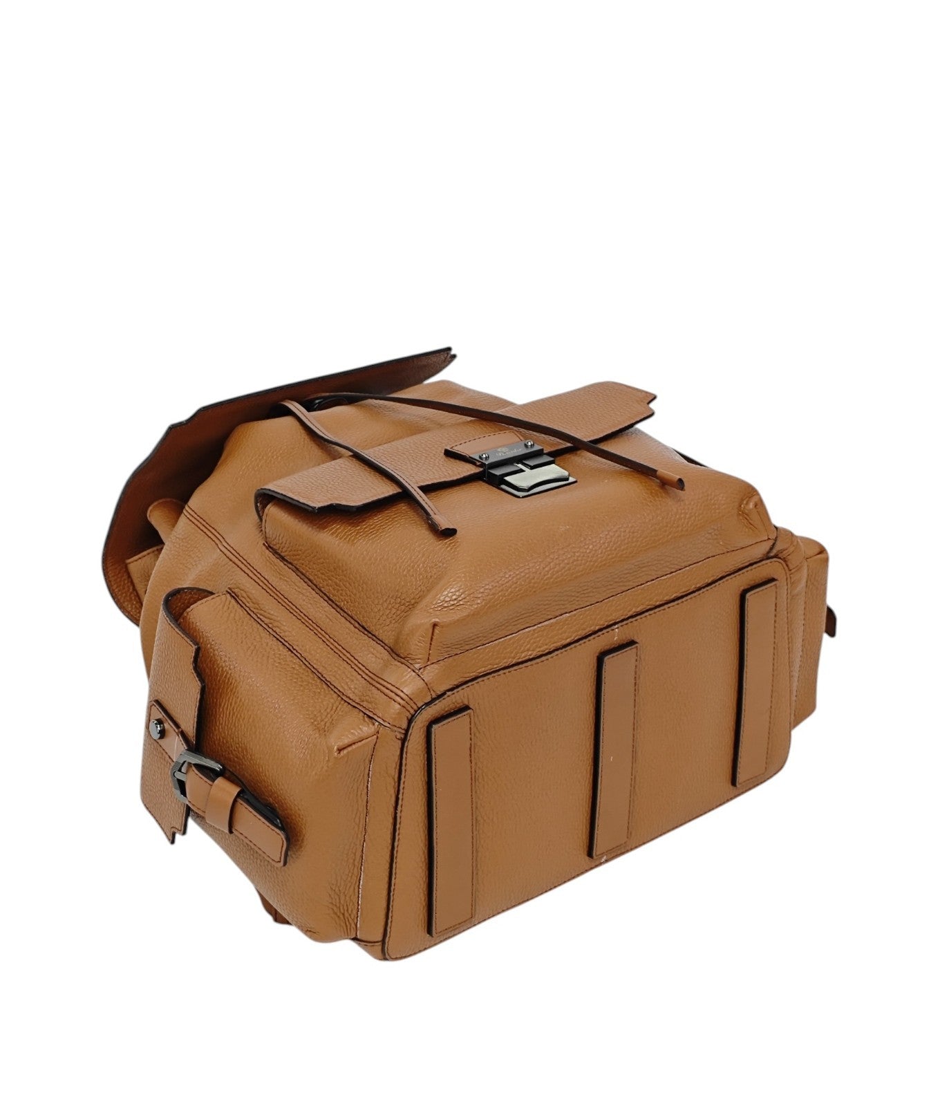 1980$ PINEIDER FIRENZE Brown Grain Calf Multiple Backpack Travel Weekender