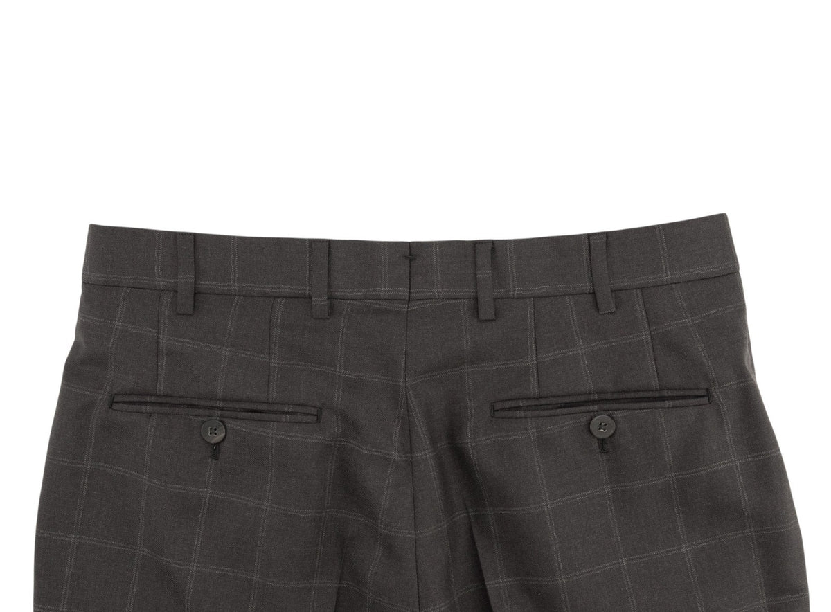 $6850 ISAIA NAPOLI "Gregorio" Dark Gray Suit Hand-Sewn Fine Wool Checks