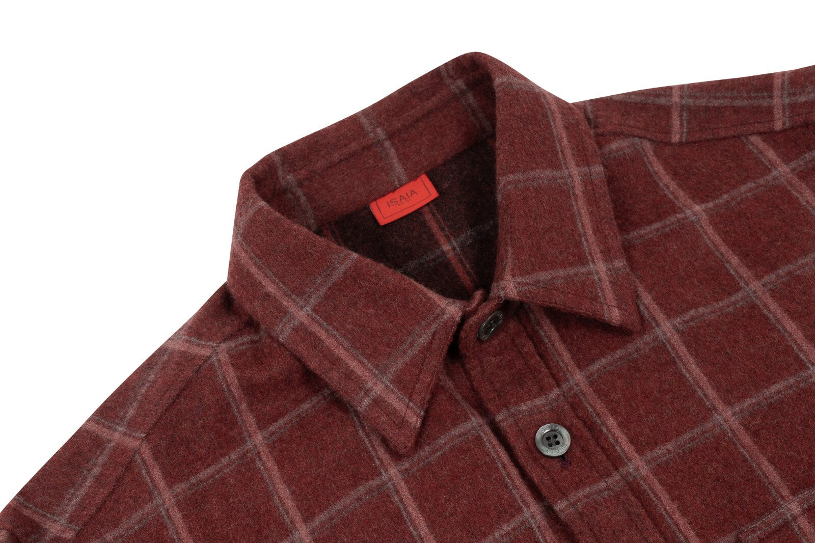$1600 ISAIA NAPOLI Burgundy Hand-Sewn Overshirt Jacket Cashmere / Wool Size M