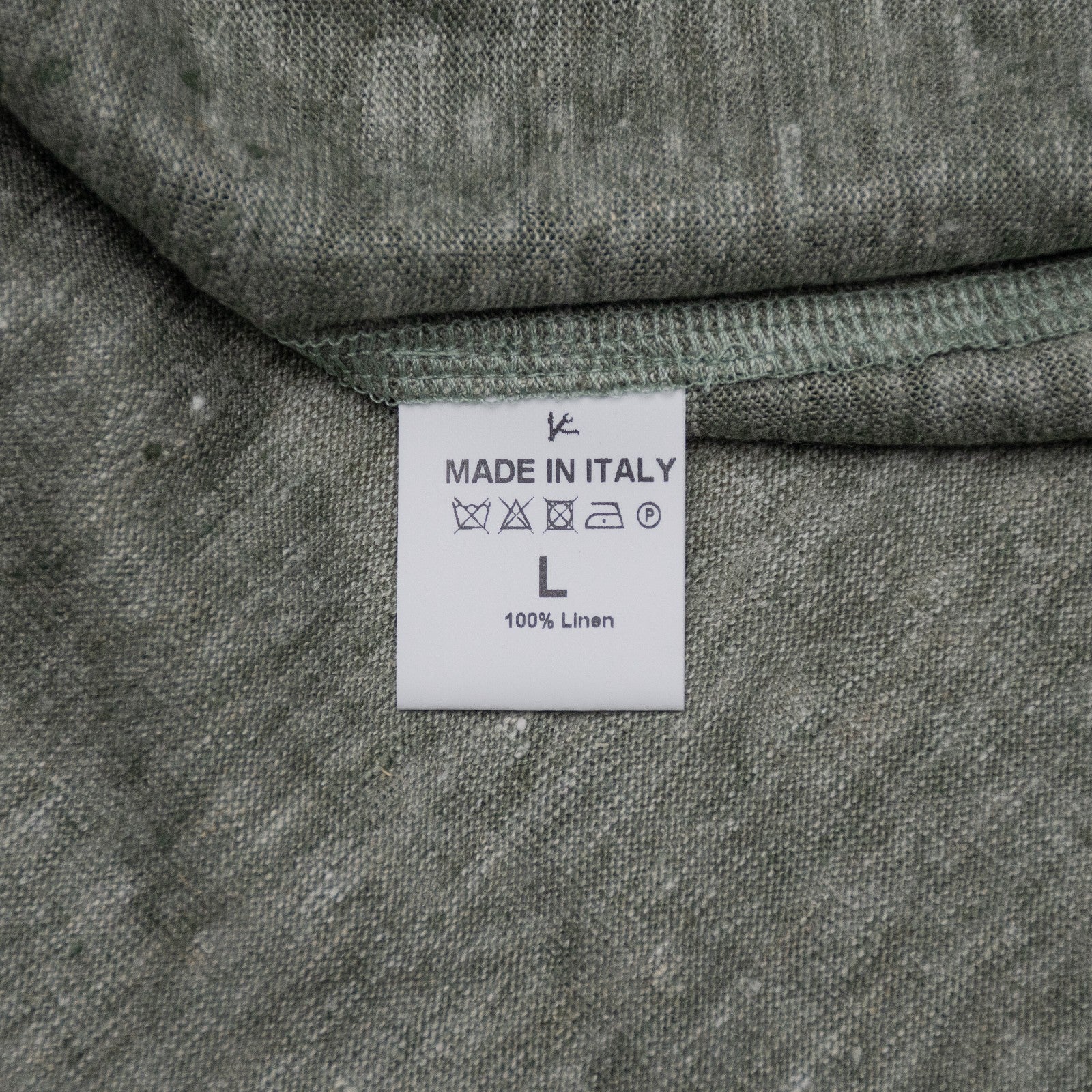 750$ ISAIA NAPOLI Olive Green T-Shirt 100% Linen Size M Made in Italy